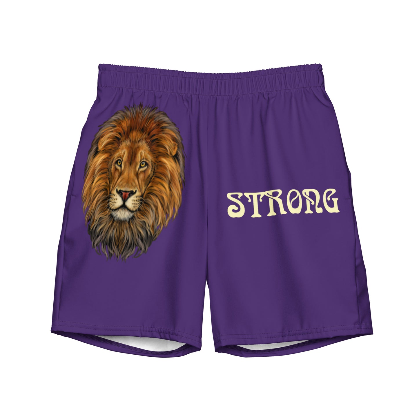 “STRONG” Purple Men's Swim Trunks W/Banana Font