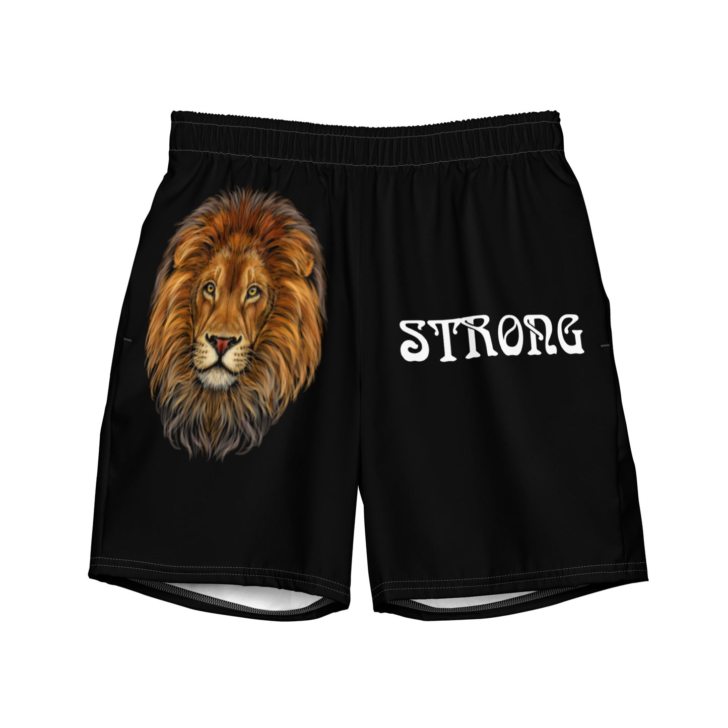 “STRONG” Black Men's Swim Trunks W/White Font