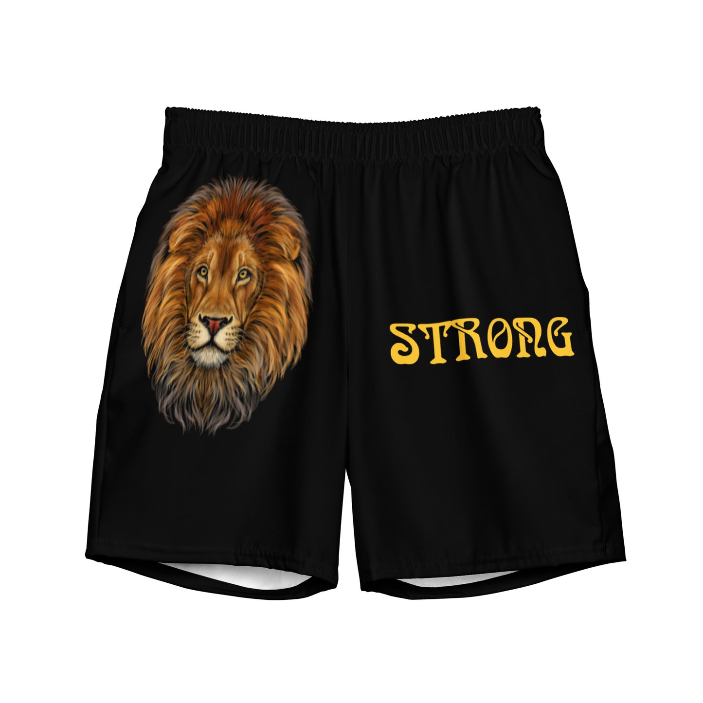 “STRONG” Black Men's Swim Trunks W/Yellow Font