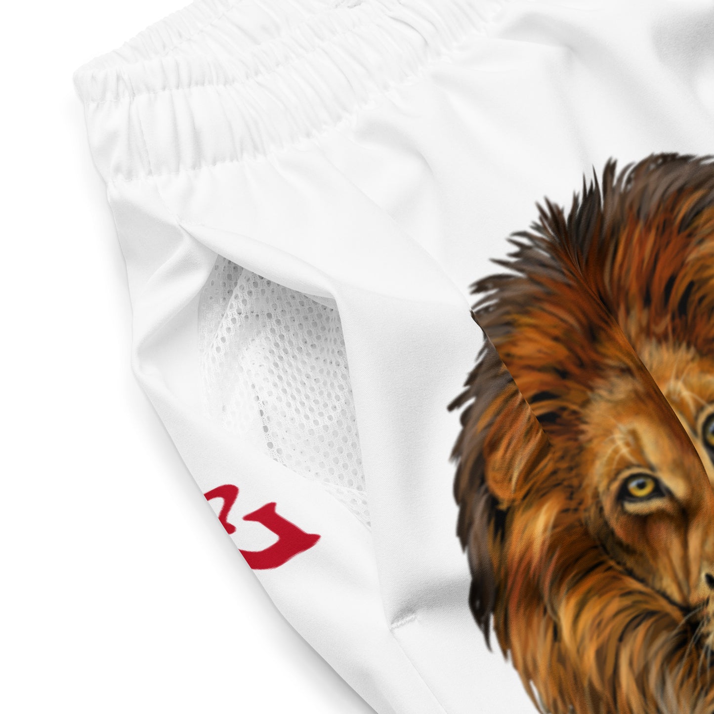 “STRONG” White Men's Swim Trunks W/Red Font