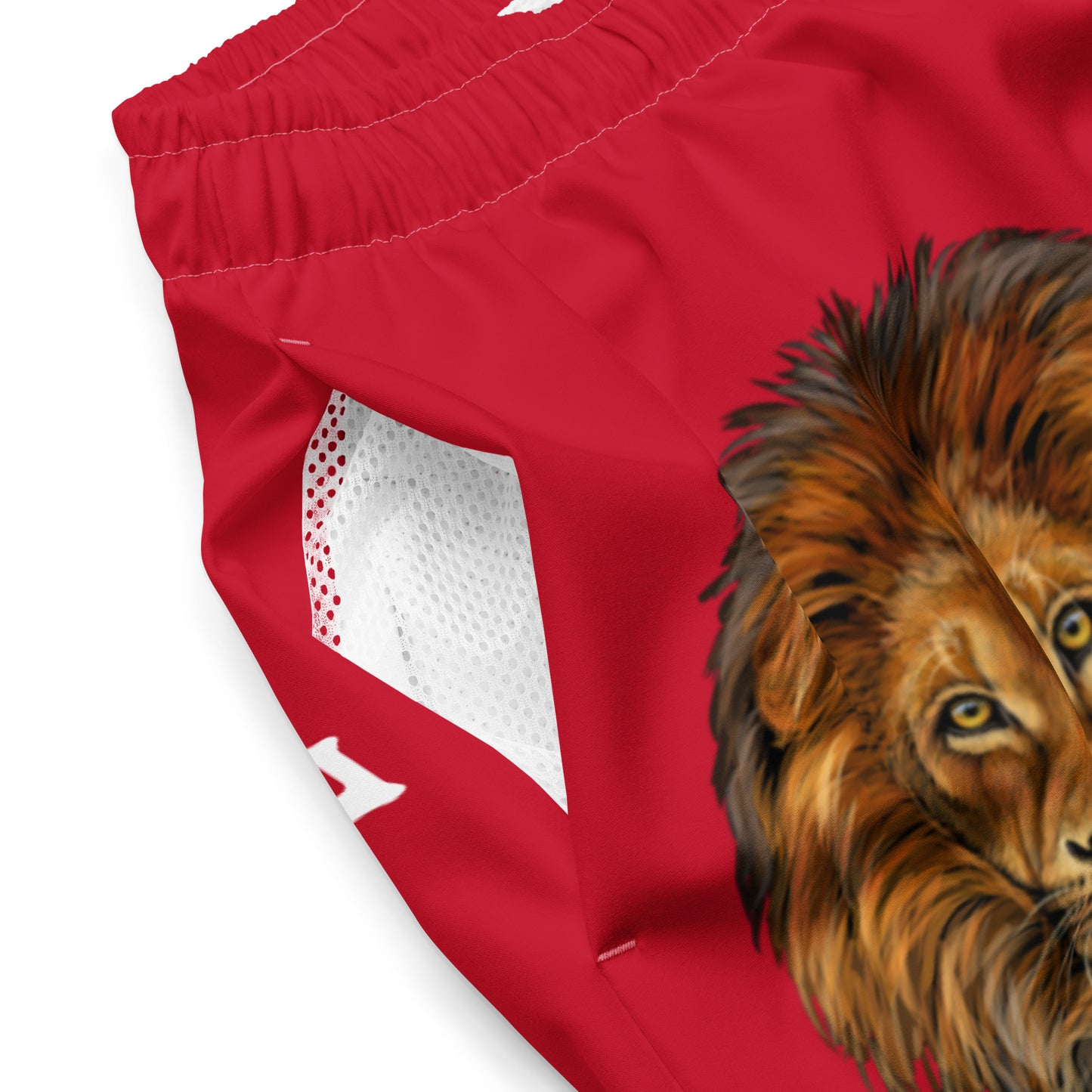 “STRONG” Red Men's Swim Trunks W/White Font