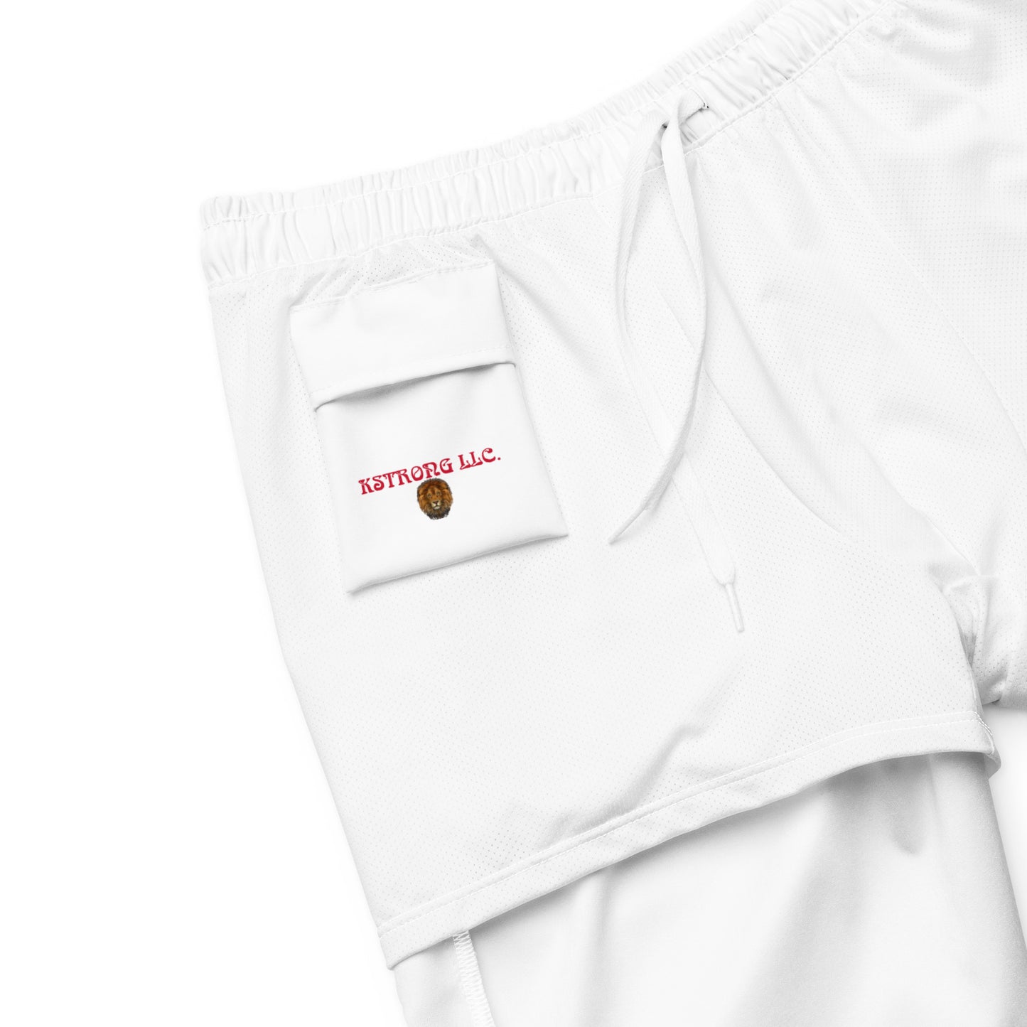 “STRONG” White Men's Swim Trunks W/Red Font