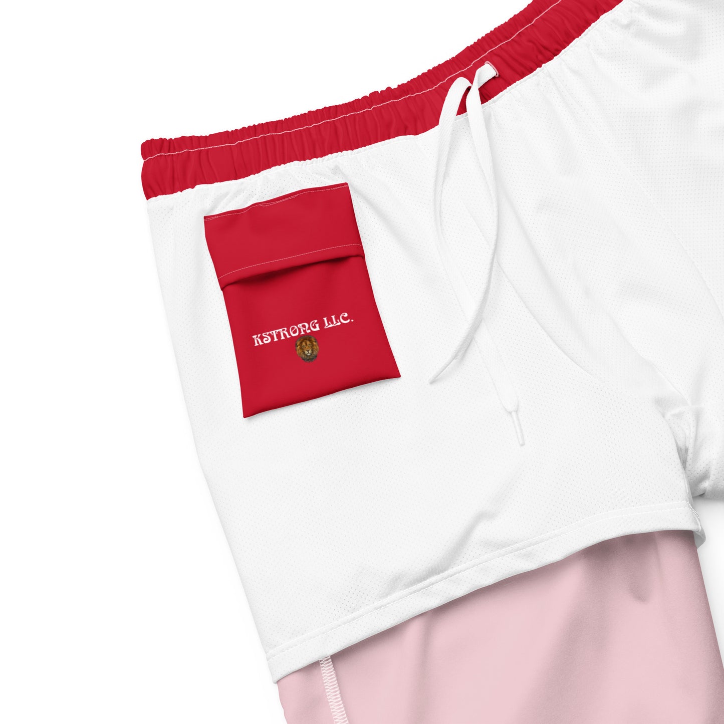 “STRONG” Red Men's Swim Trunks W/White Font