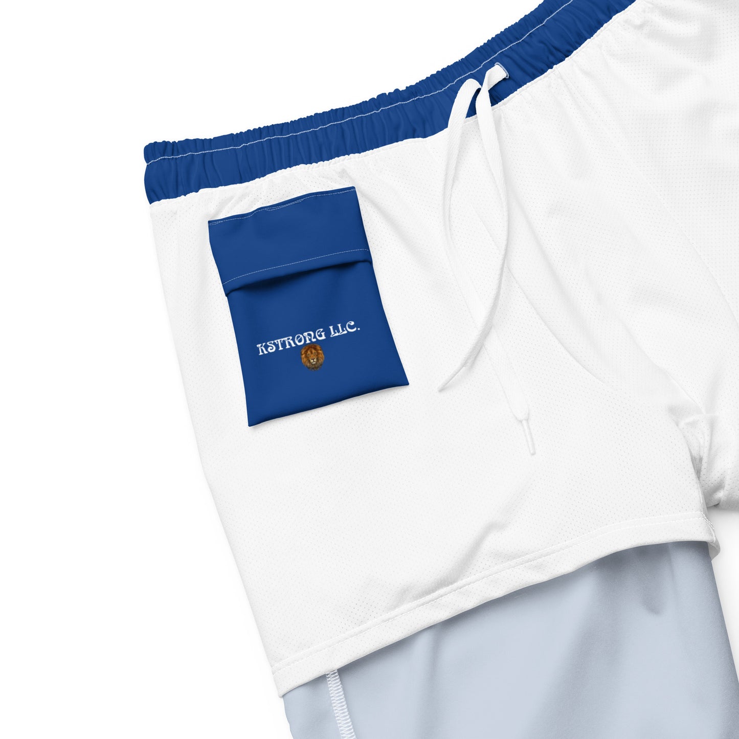 “STRONG” Blue Men's Swim Trunks W/White Font