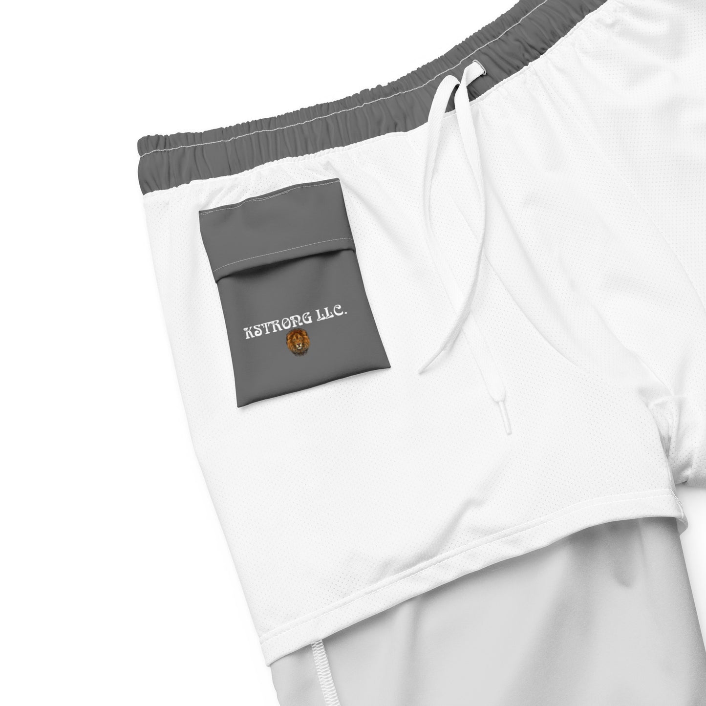 “STRONG”Grey Men's Swim Trunks W/White Font