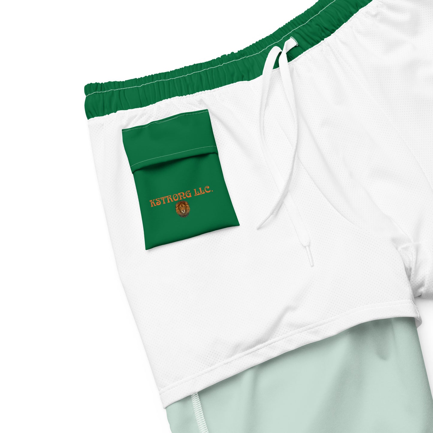 “STRONG” Green Men's Swim Trunks W/Orange Font