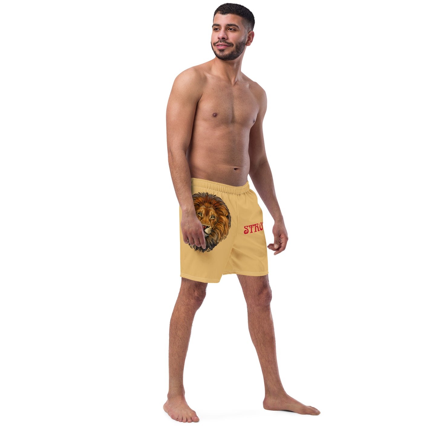 “STRONG” Fawn Men's Swim Trunks W/Red Font