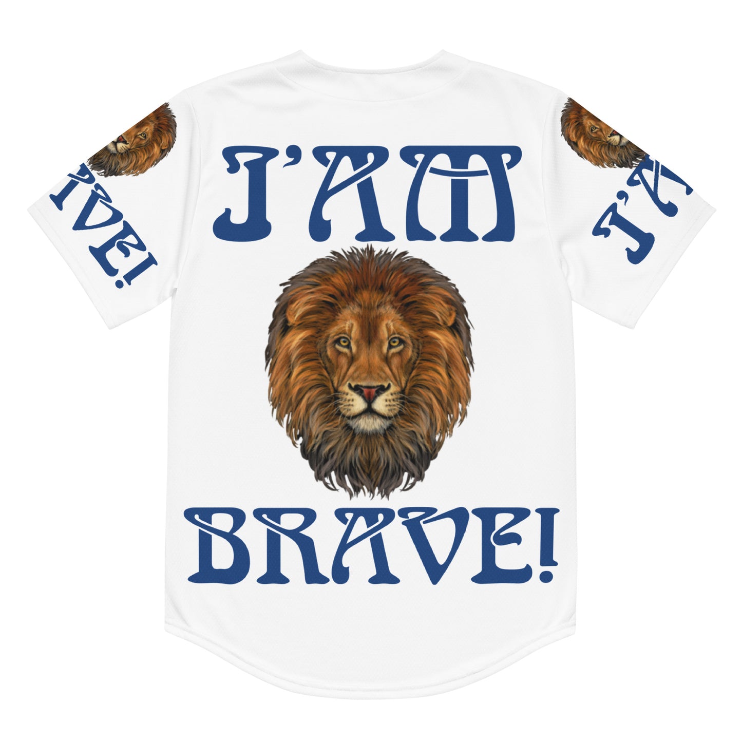 “I’AM BRAVE!”White Unisex Baseball Jersey W/Blue Font