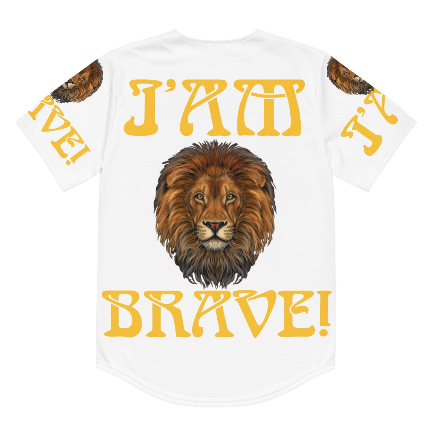 “I’AM BRAVE!” White Unisex Baseball Jersey W/Yellow Font
