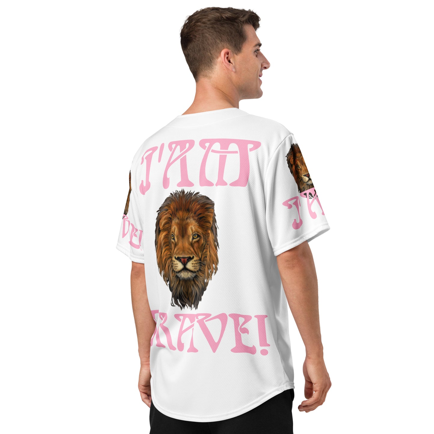 “I’AM BRAVE!” White Unisex Baseball Jersey W/Cotton Candy Font