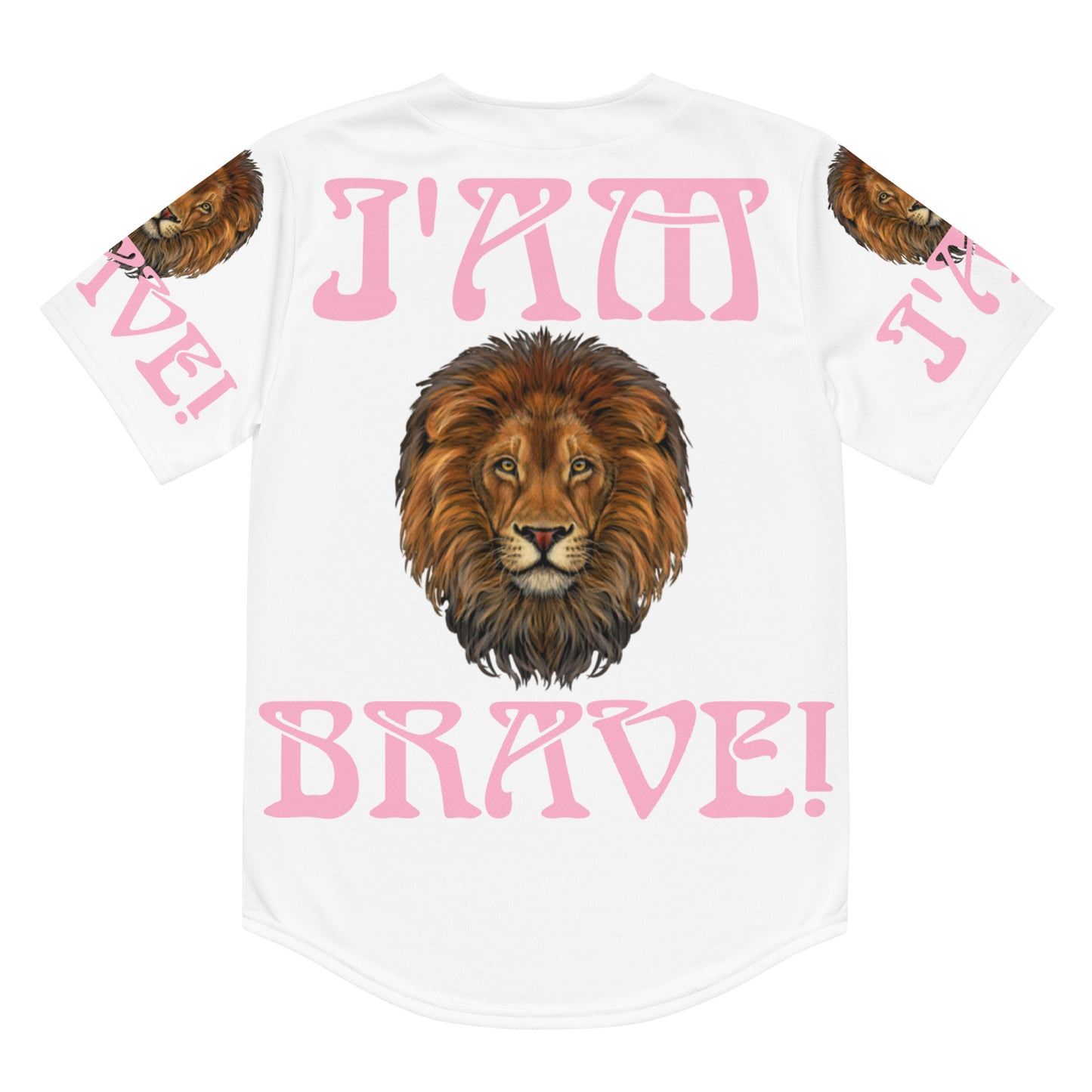 “I’AM BRAVE!” White Unisex Baseball Jersey W/Cotton Candy Font