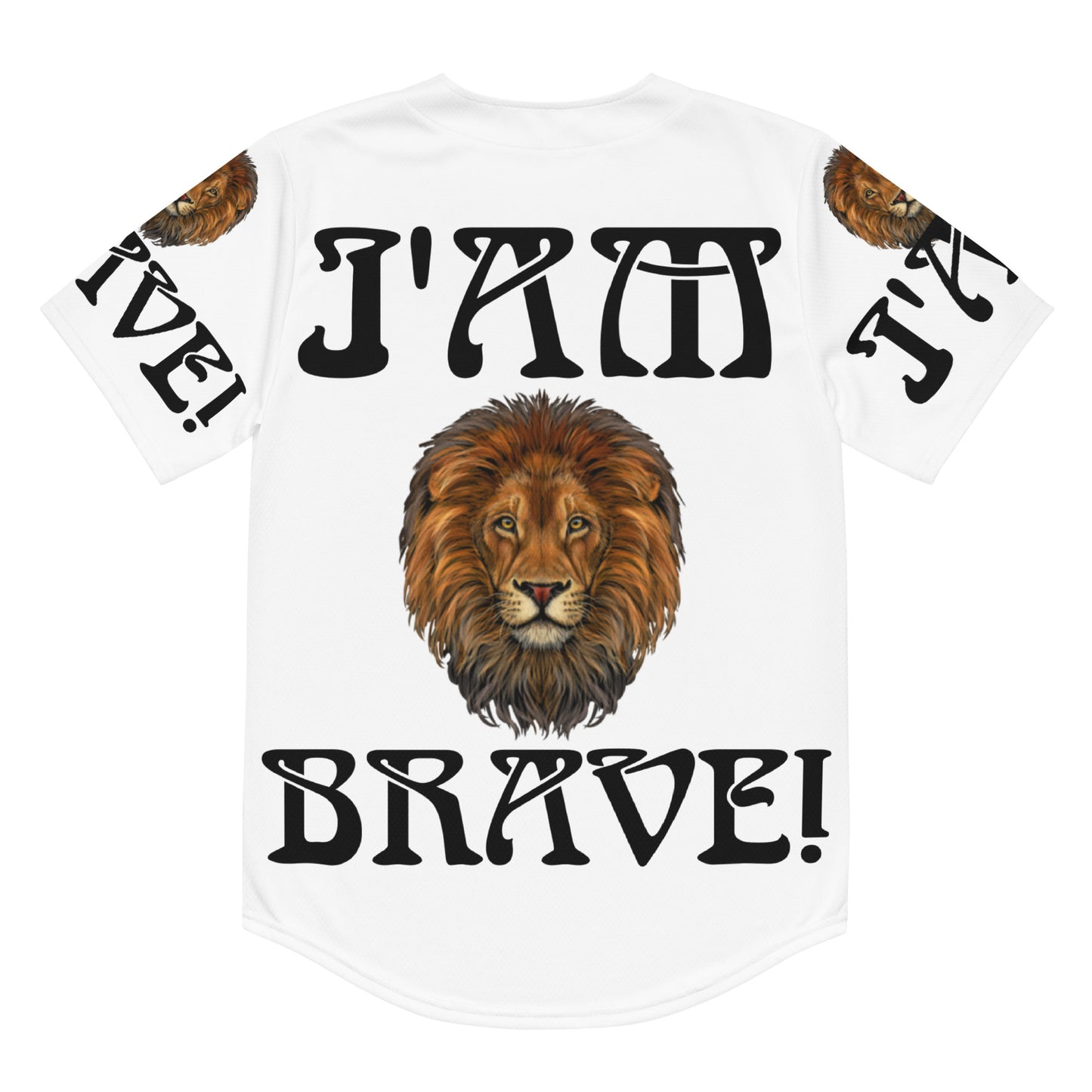 “I’AM BRAVE!” White Unisex Baseball Jersey W/Black Font