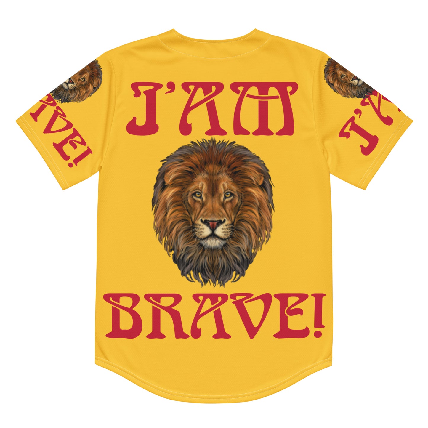 “I’AM BRAVE!” Yellow Unisex Baseball Jersey W/Red Font