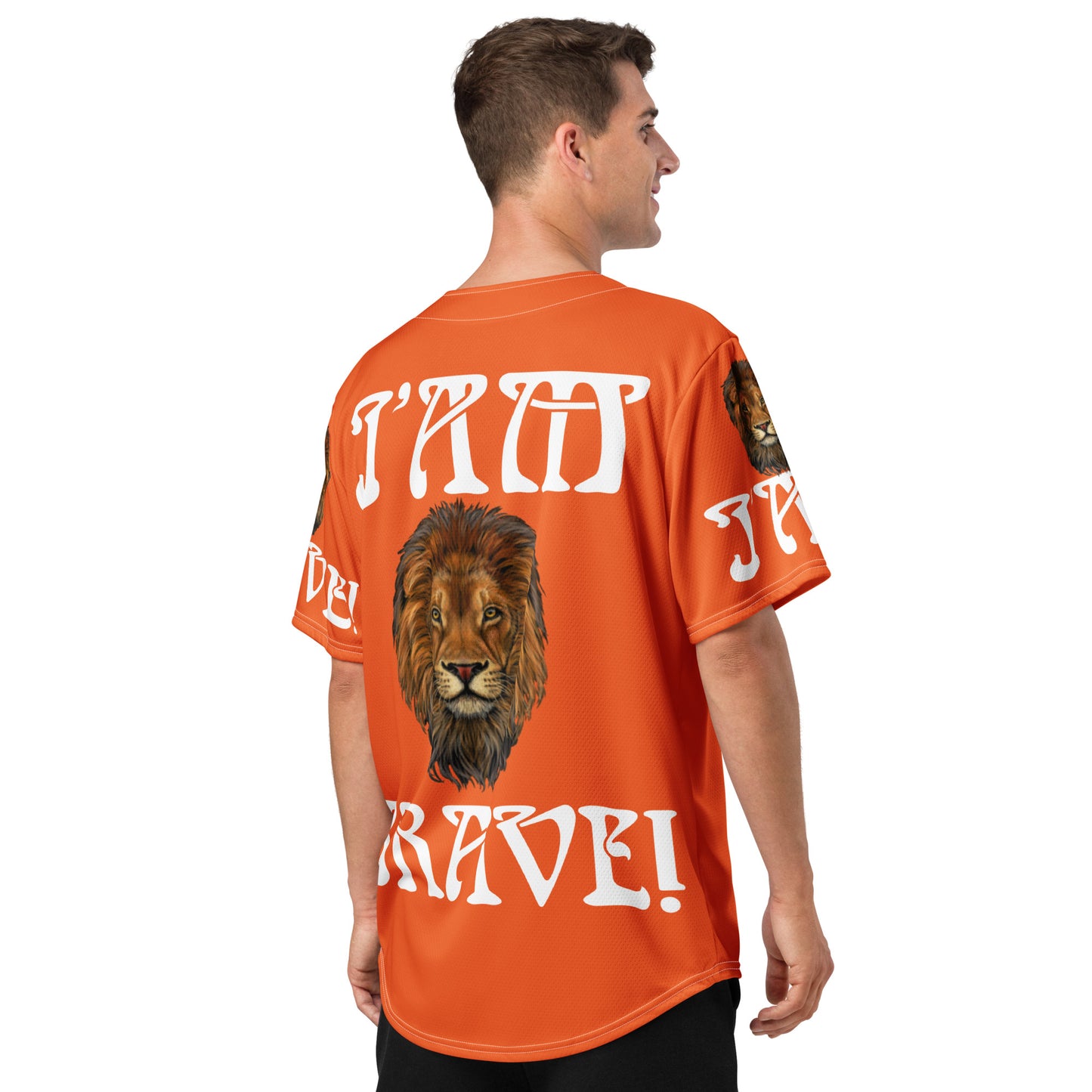 “I’AM BRAVE!” Orange Unisex Baseball Jersey W/White Font