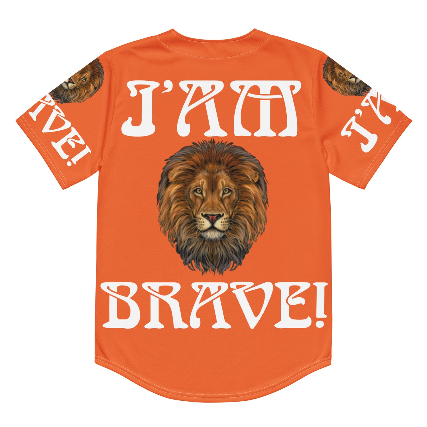 “I’AM BRAVE!” Orange Unisex Baseball Jersey W/White Font