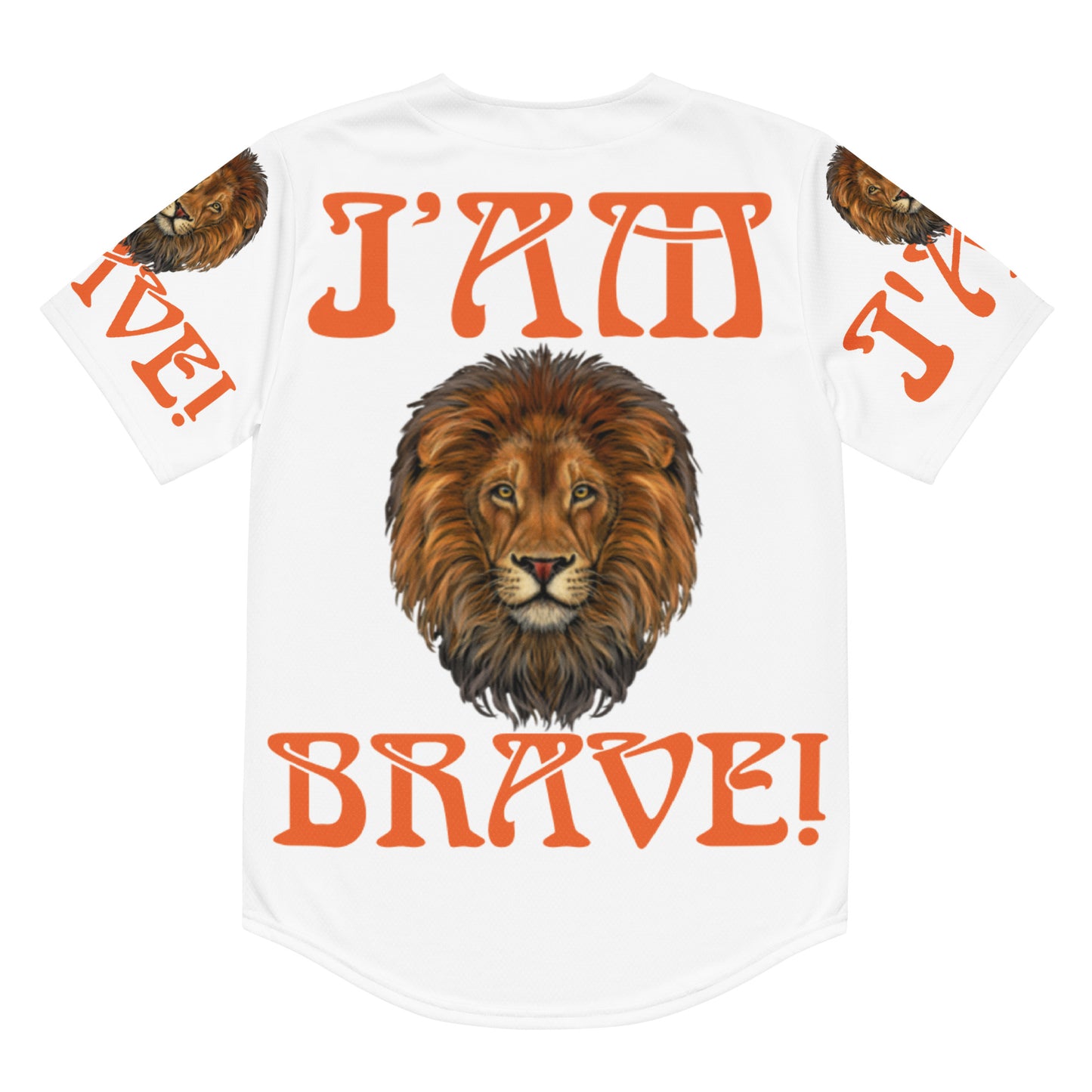 "I'AM BRAVE! White Unisex Baseball Jersey W/Orange Font
