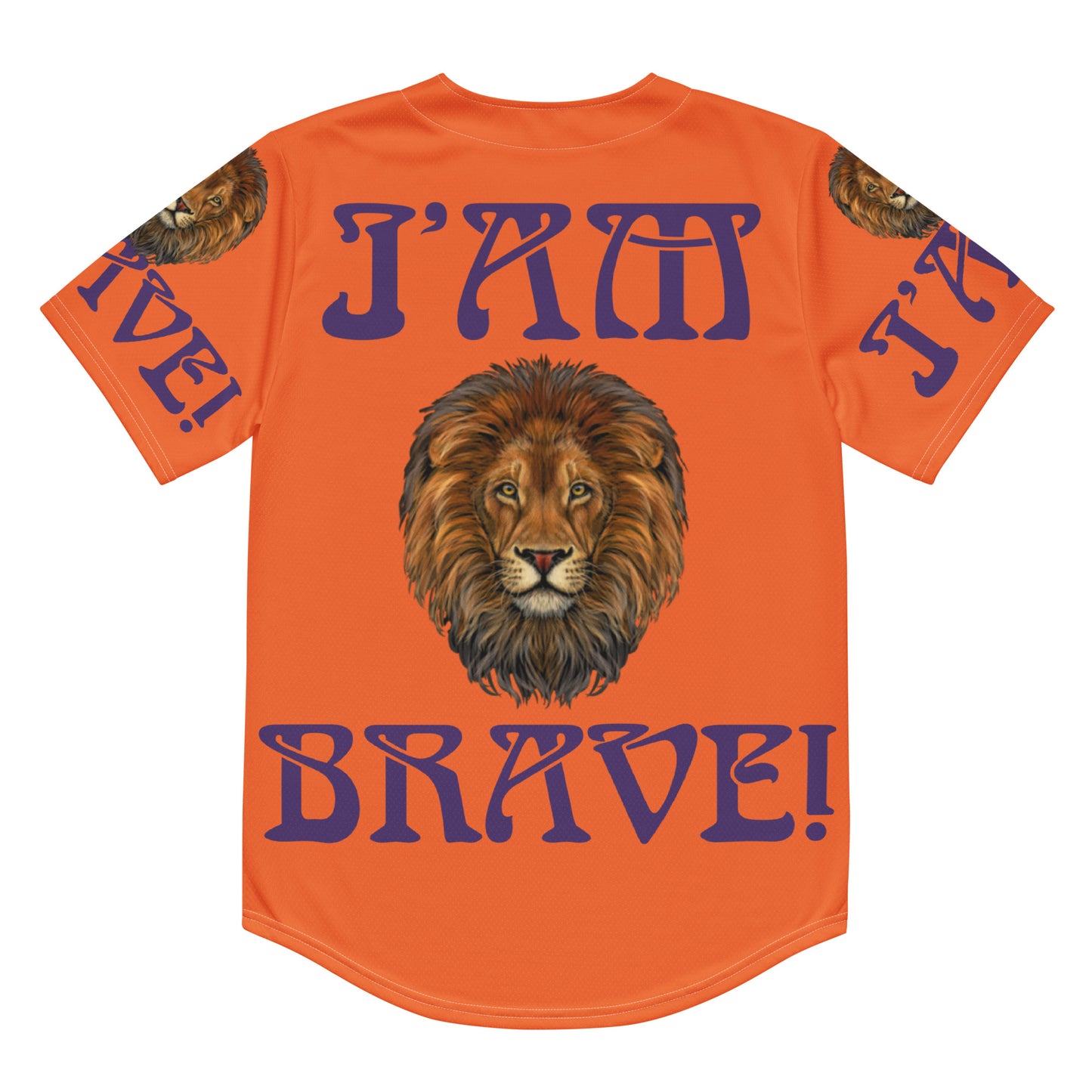“I’AM BRAVE!” Orange Unisex Baseball Jersey W/Purple Font
