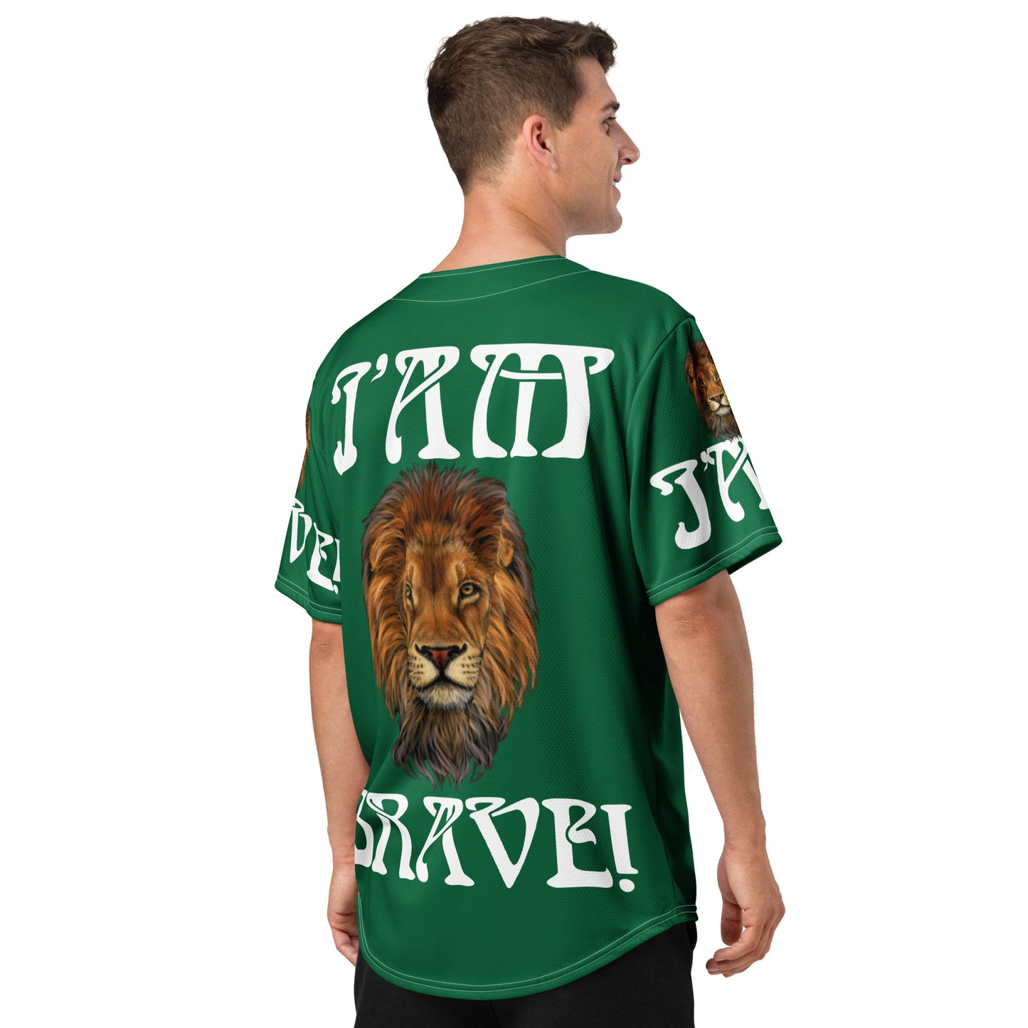 “I’AM BRAVE!” Green Unisex Baseball Jersey W/White Font