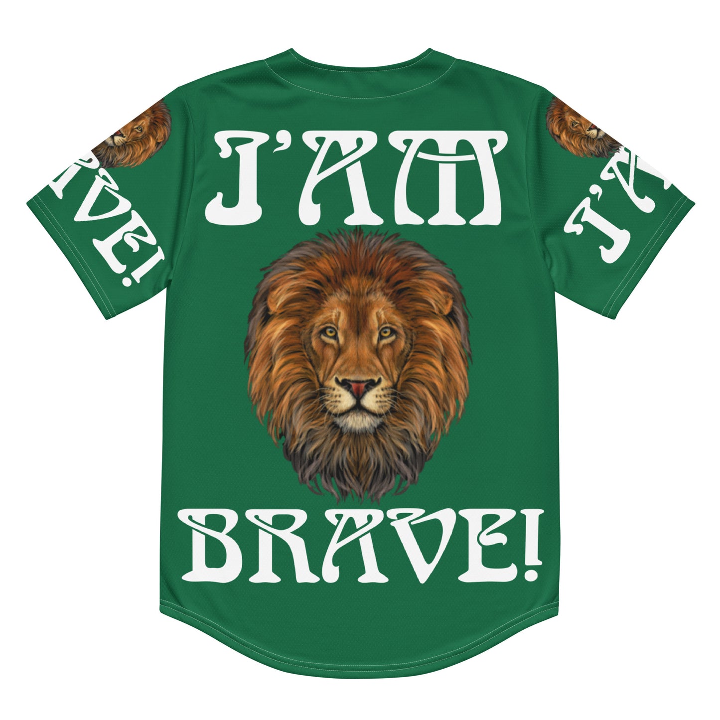 “I’AM BRAVE!” Green Unisex Baseball Jersey W/White Font