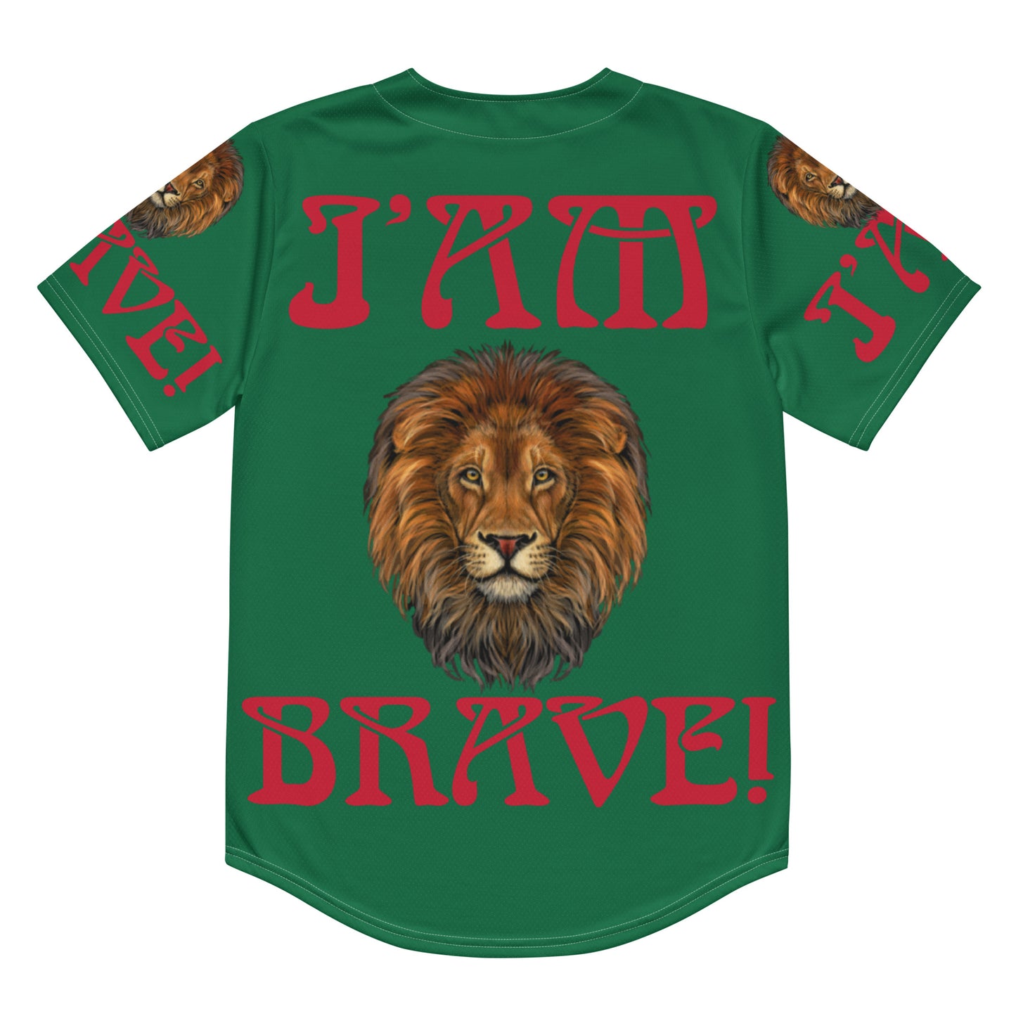 “I’AM BRAVE!” Green Unisex Baseball Jersey W/Red Font