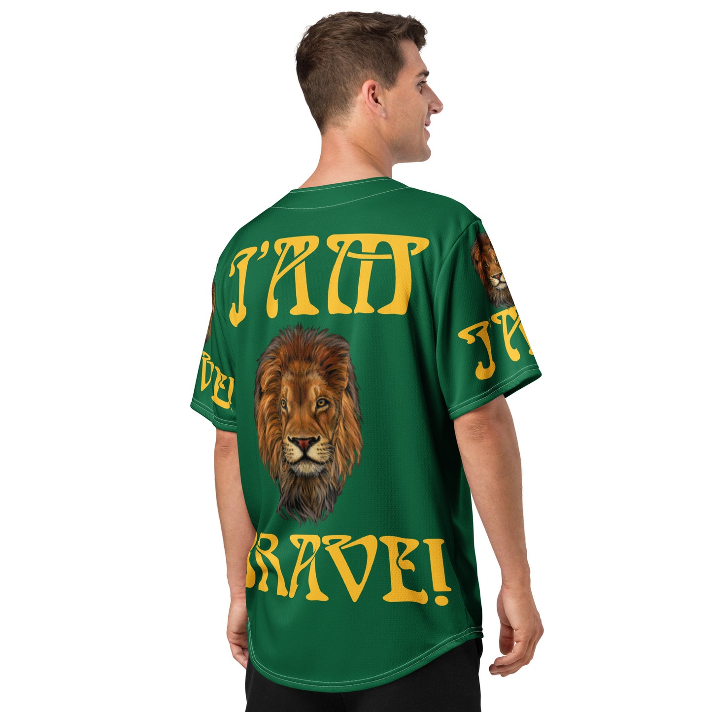 “I’AM BRAVE!”Green Unisex Baseball Jersey W/Yellow Font