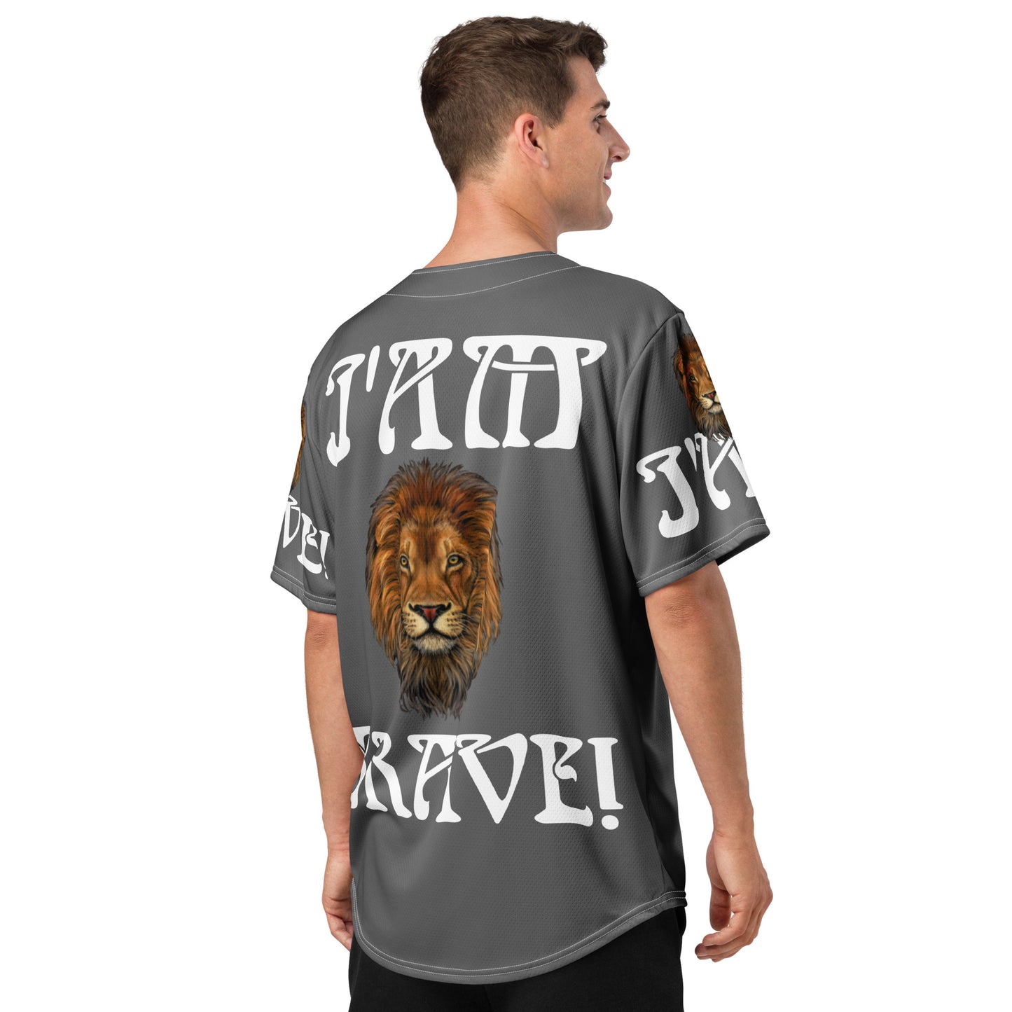 “I’AM BRAVE!” Grey Unisex Baseball Jersey W/White Font