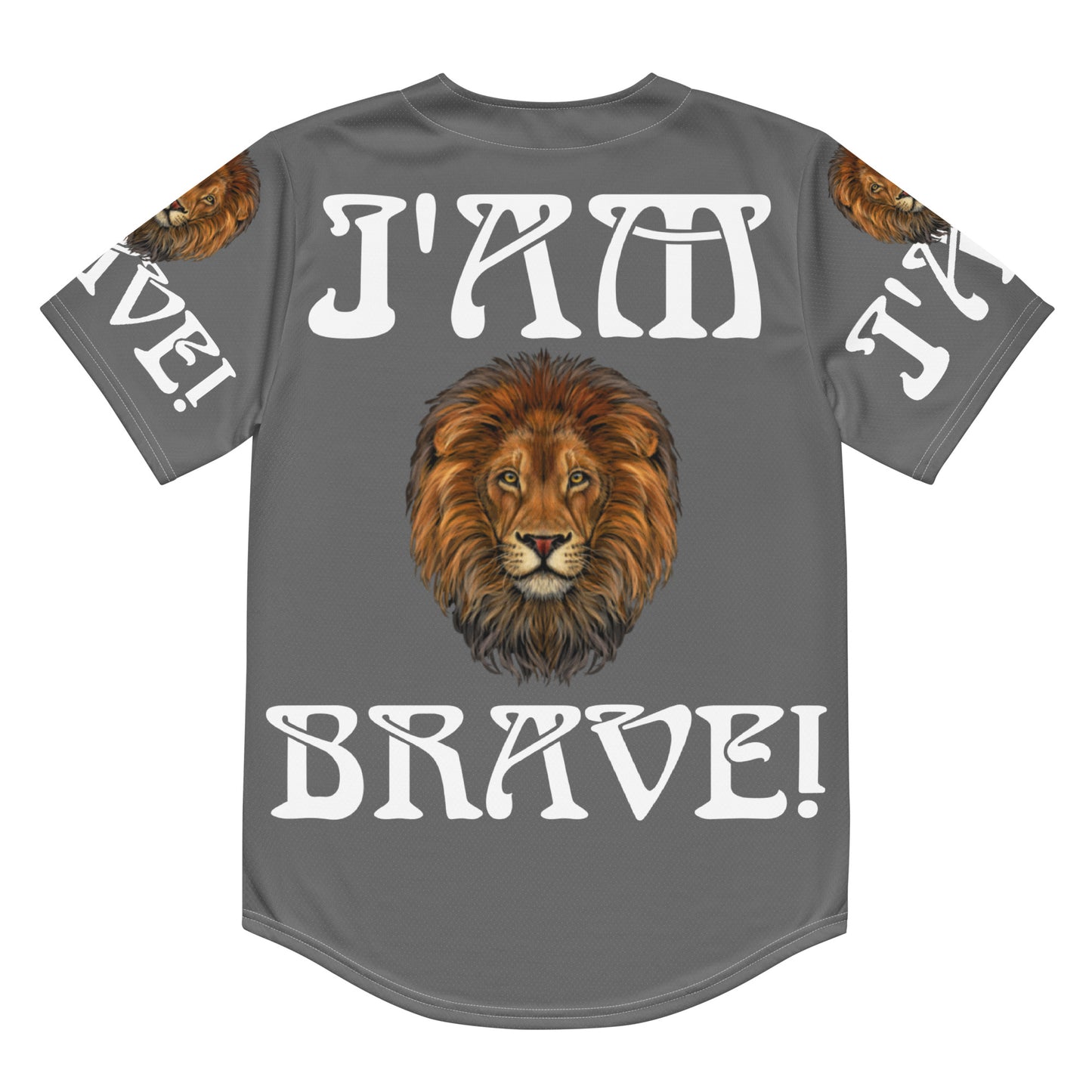 “I’AM BRAVE!” Grey Unisex Baseball Jersey W/White Font