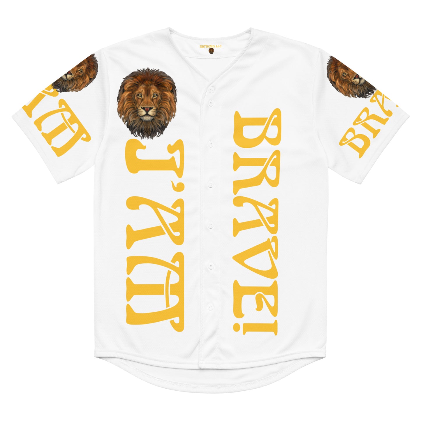 “I’AM BRAVE!” White Unisex Baseball Jersey W/Yellow Font