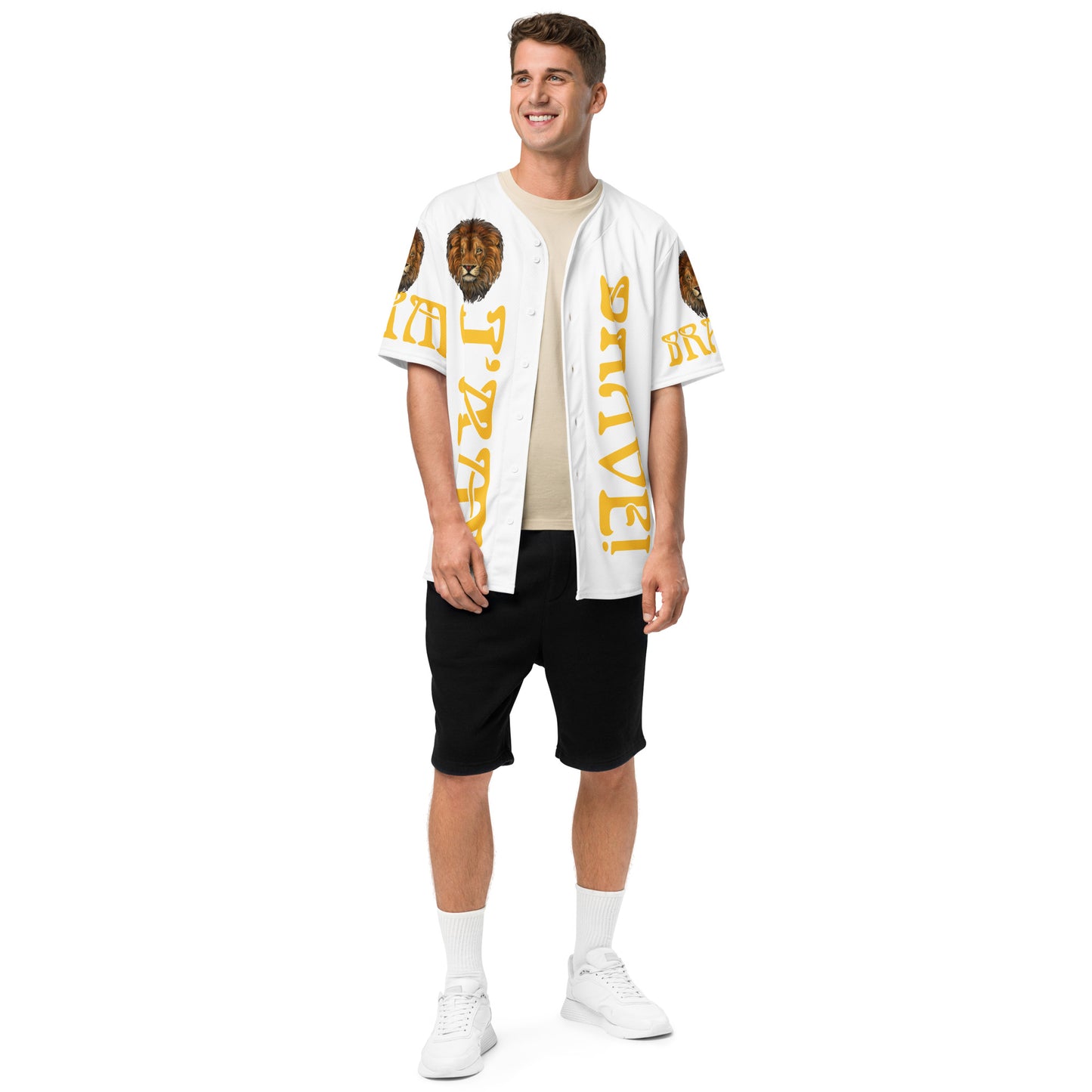 “I’AM BRAVE!” White Unisex Baseball Jersey W/Yellow Font
