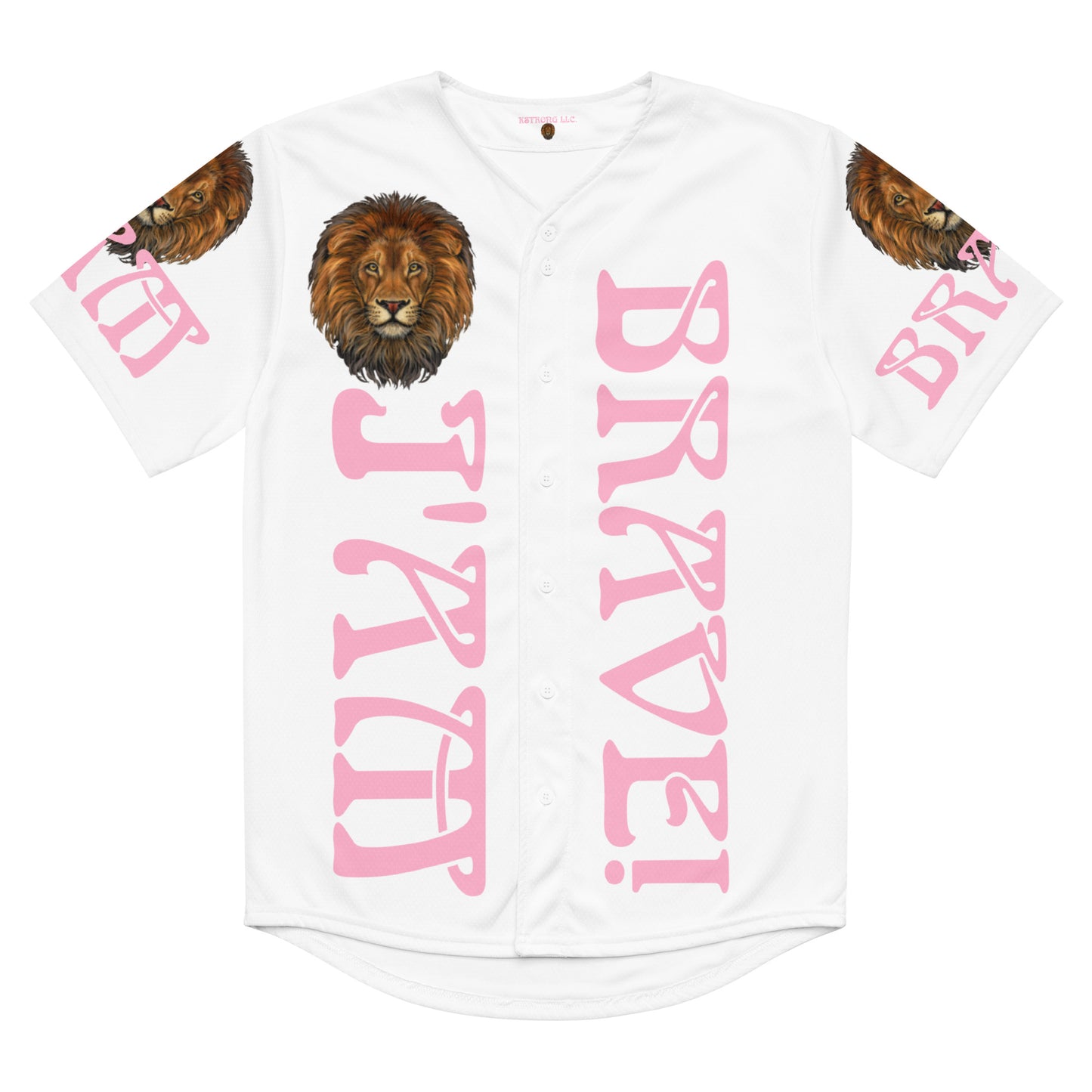 “I’AM BRAVE!” White Unisex Baseball Jersey W/Cotton Candy Font