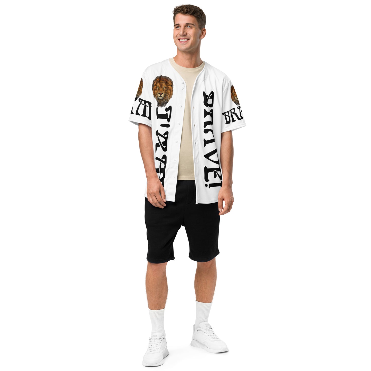 “I’AM BRAVE!” White Unisex Baseball Jersey W/Black Font