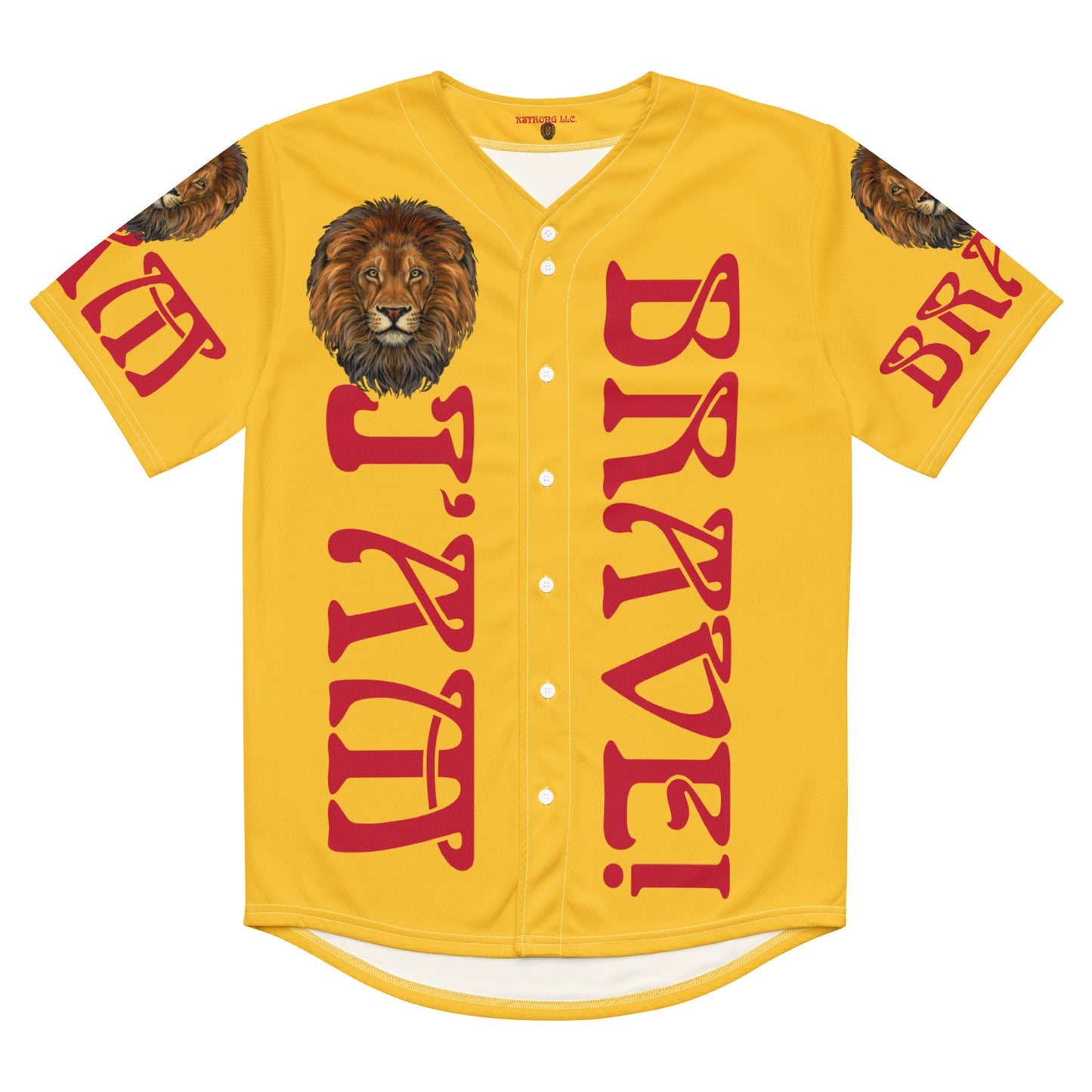 “I’AM BRAVE!” Yellow Unisex Baseball Jersey W/Red Font