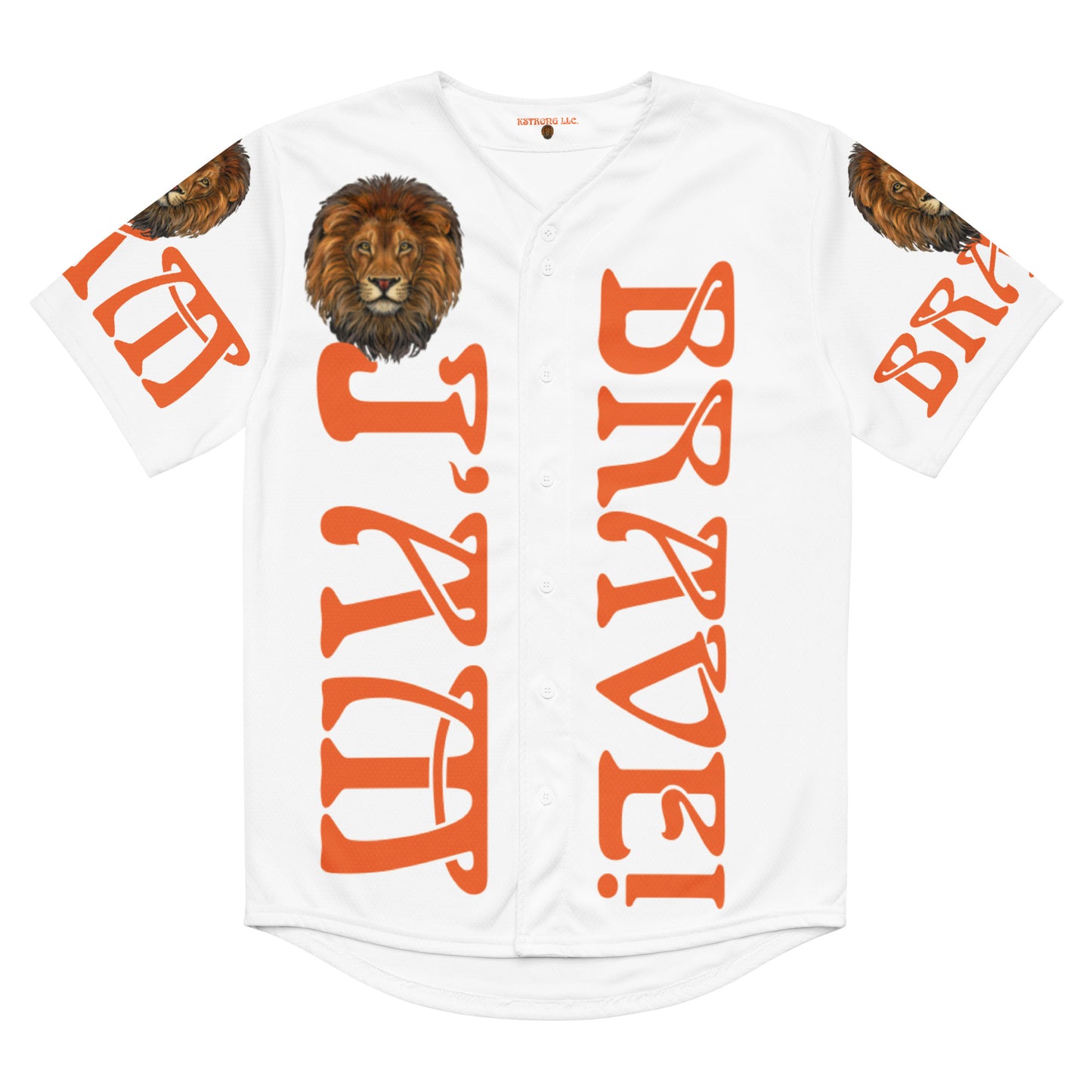 "I'AM BRAVE! White Unisex Baseball Jersey W/Orange Font