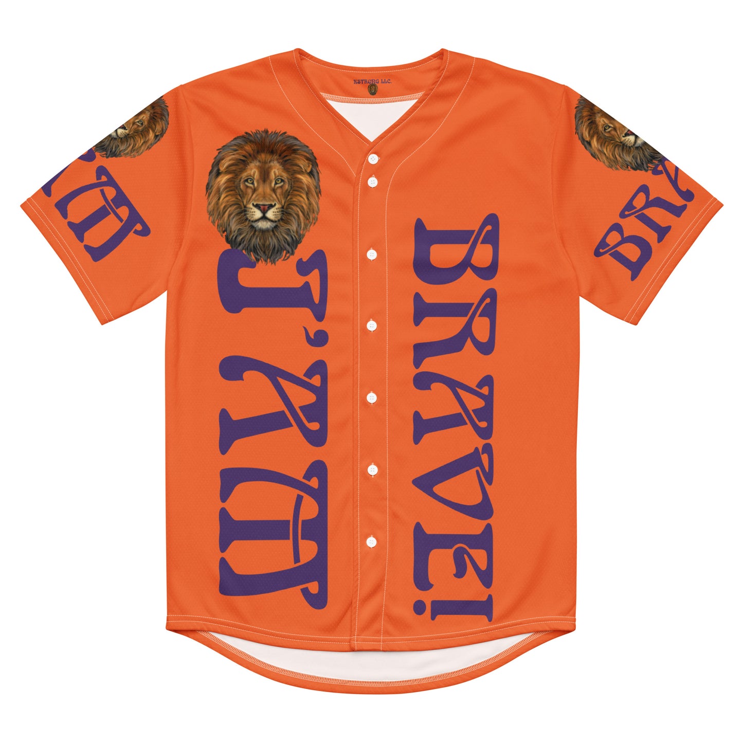 “I’AM BRAVE!” Orange Unisex Baseball Jersey W/Purple Font