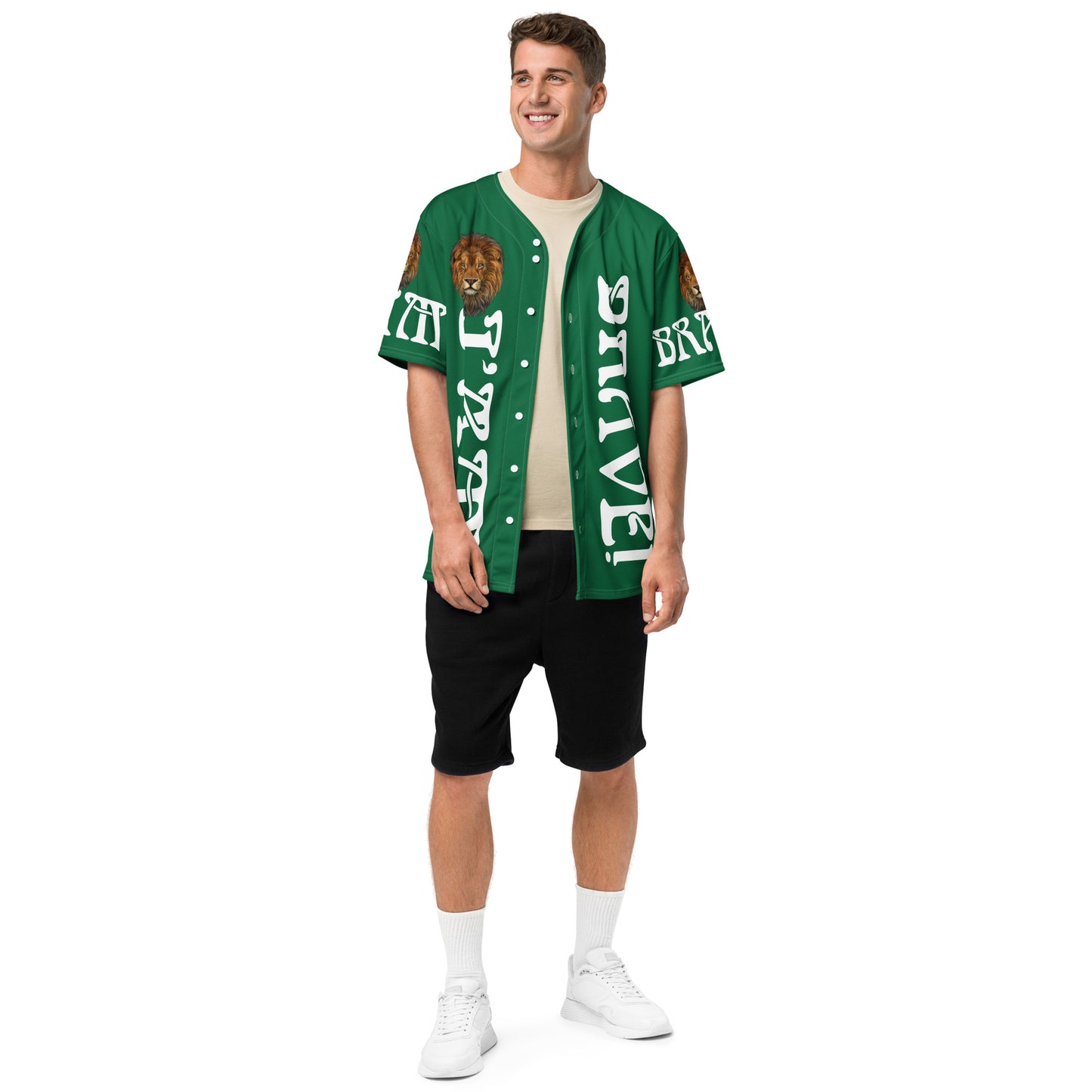 “I’AM BRAVE!” Green Unisex Baseball Jersey W/White Font