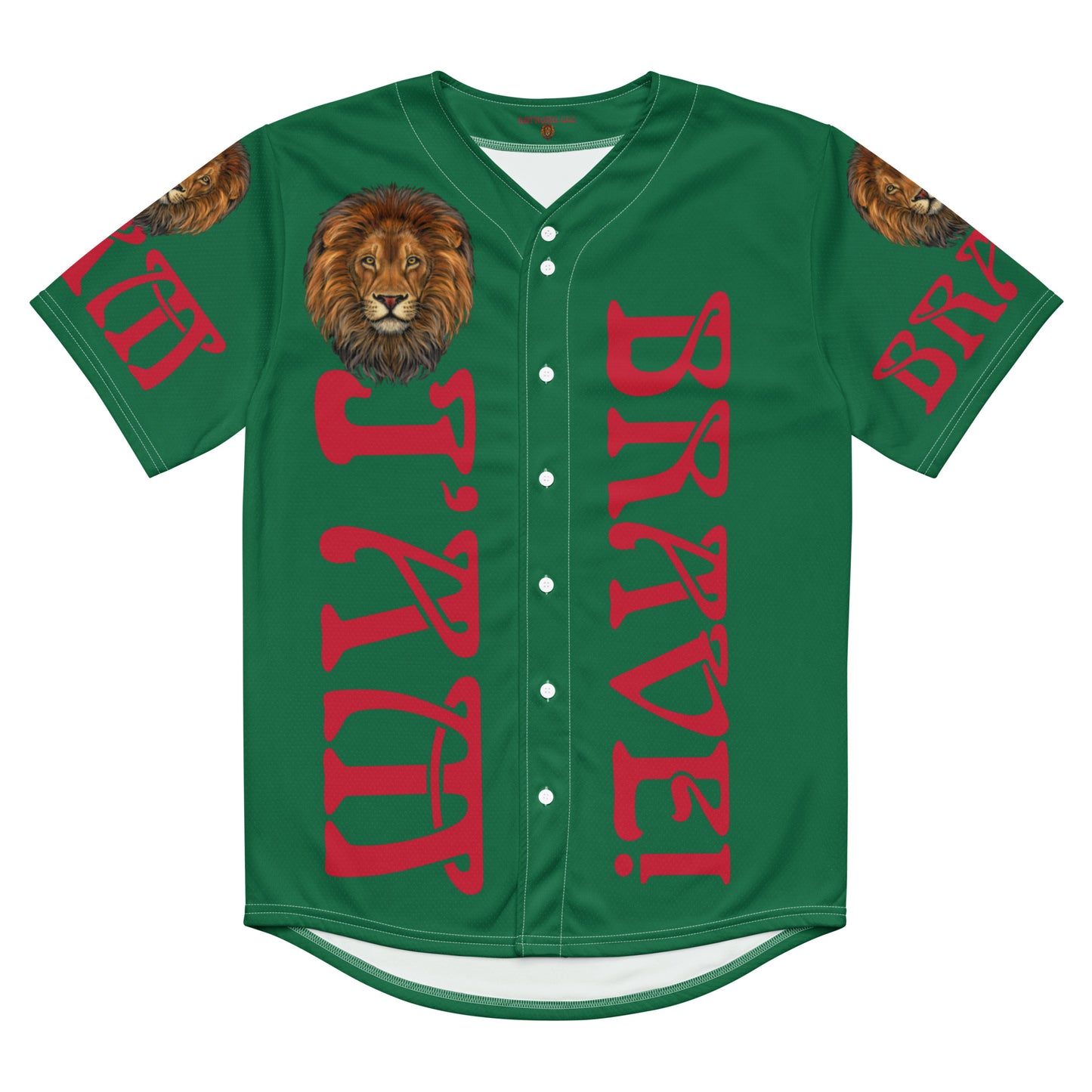 “I’AM BRAVE!” Green Unisex Baseball Jersey W/Red Font