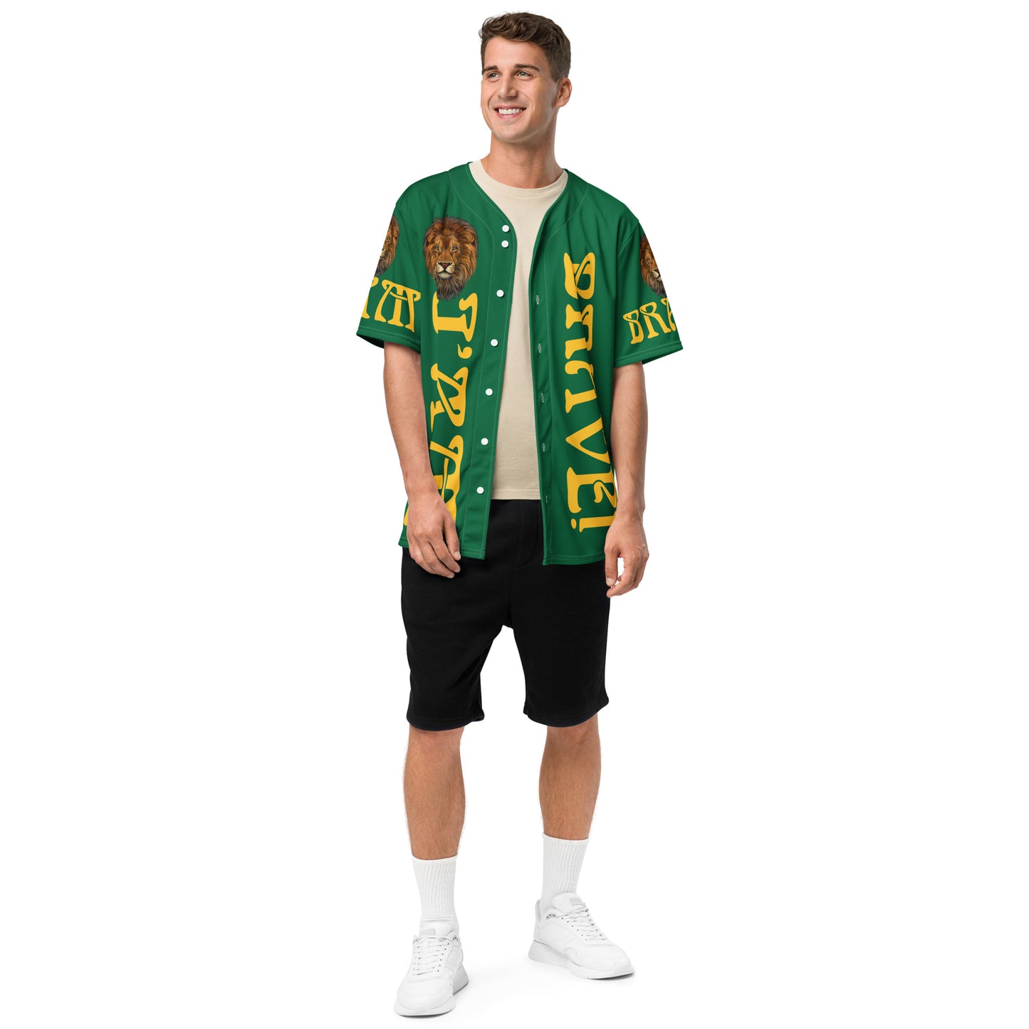 “I’AM BRAVE!”Green Unisex Baseball Jersey W/Yellow Font