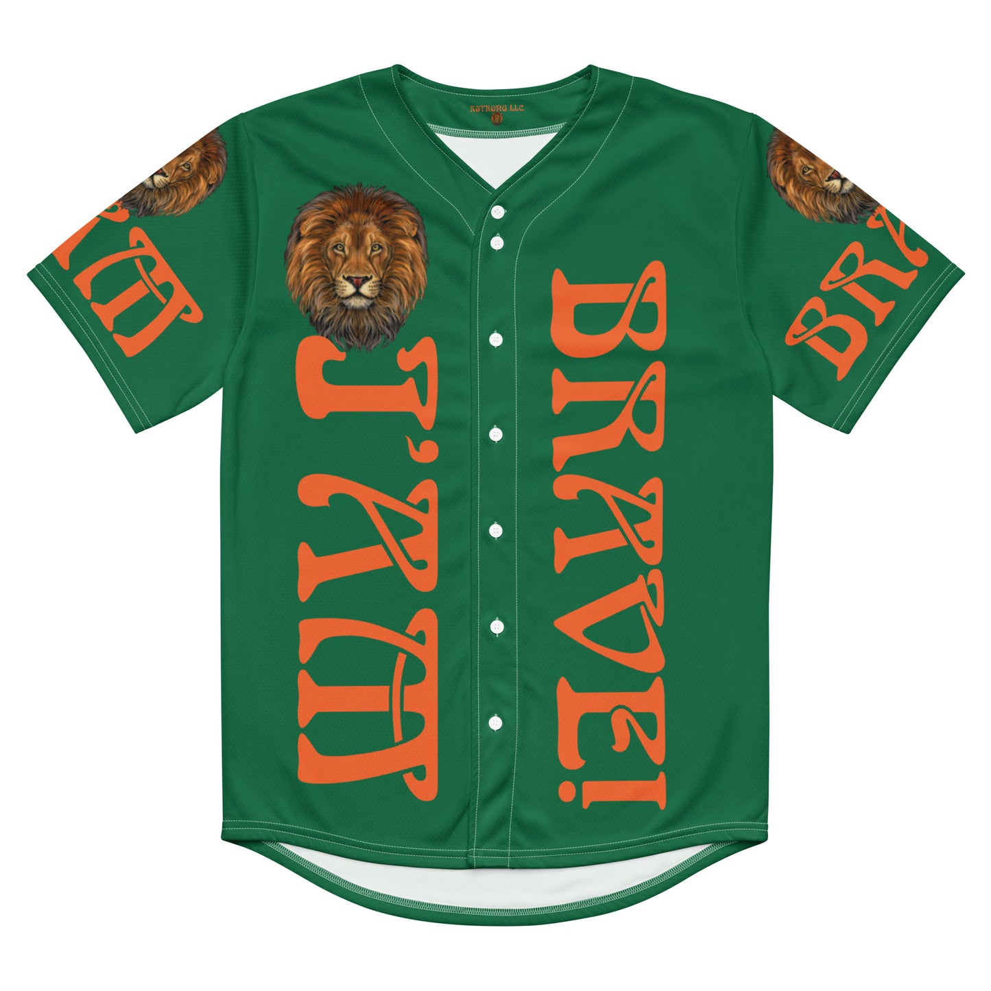 “I’AM BRAVE!” Green Unisex Baseball Jersey W/Orange Font