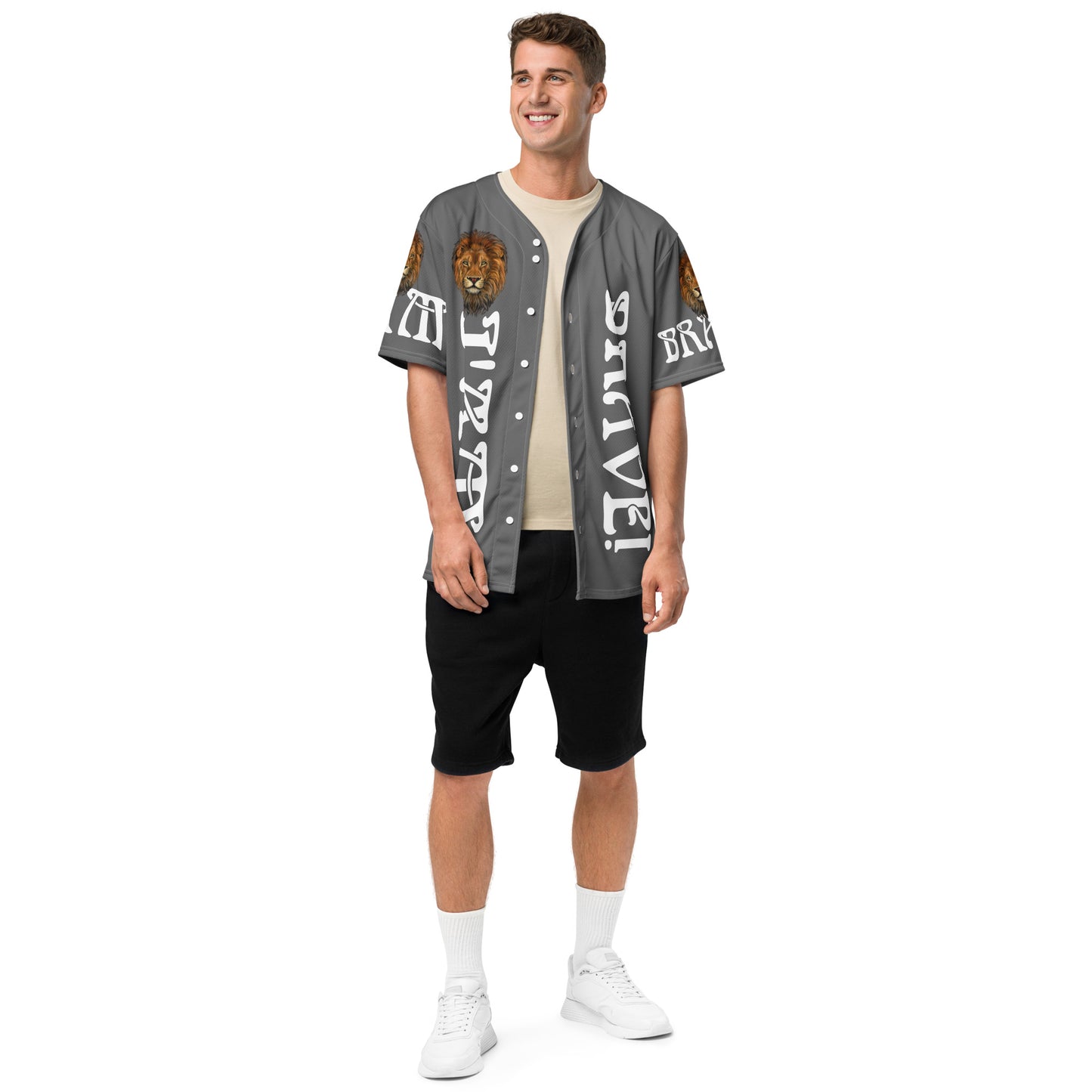 “I’AM BRAVE!” Grey Unisex Baseball Jersey W/White Font