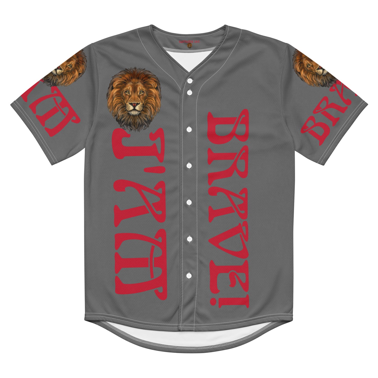 “I’AM BRAVE!” Grey Unisex Baseball Jersey W/Red Font