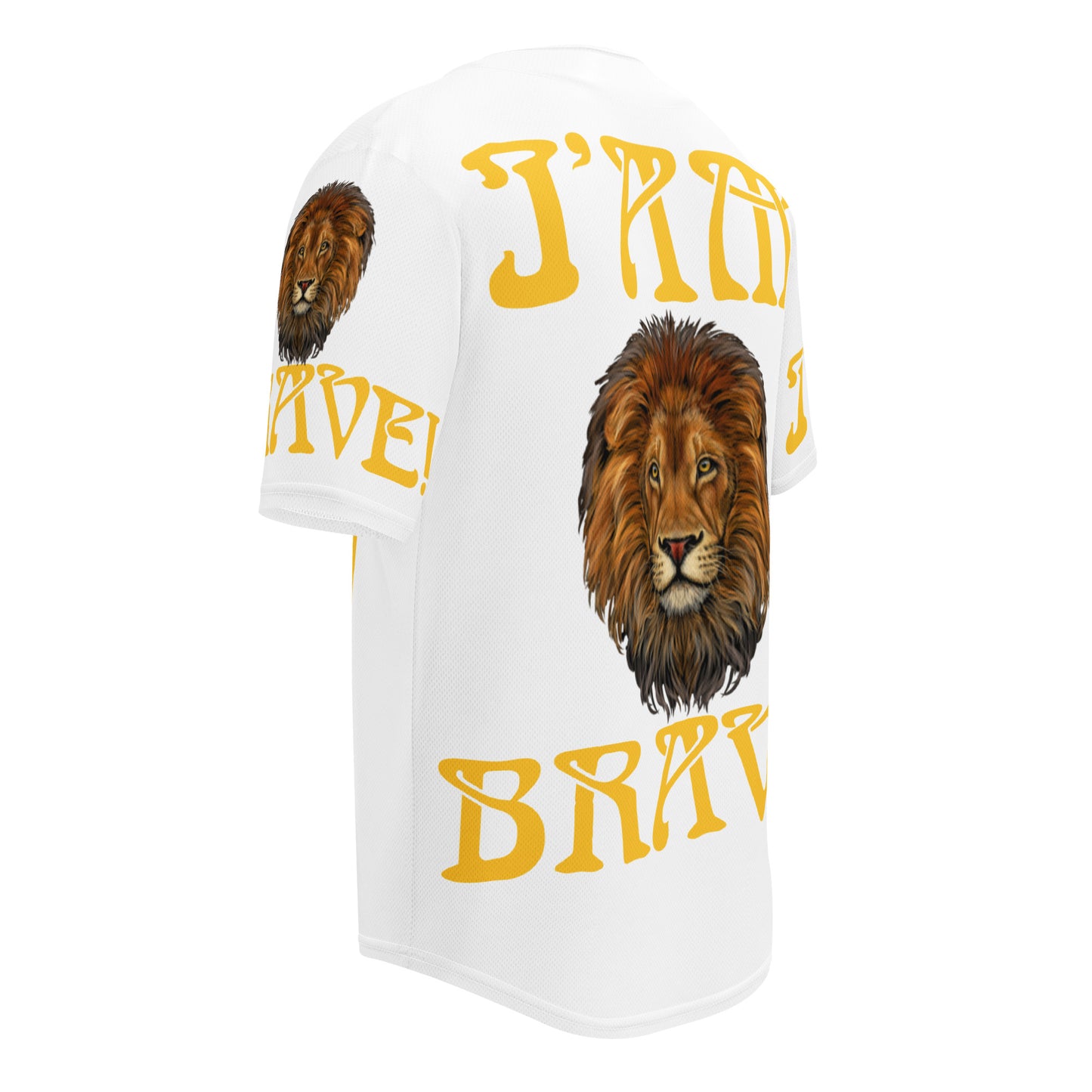 “I’AM BRAVE!” White Unisex Baseball Jersey W/Yellow Font