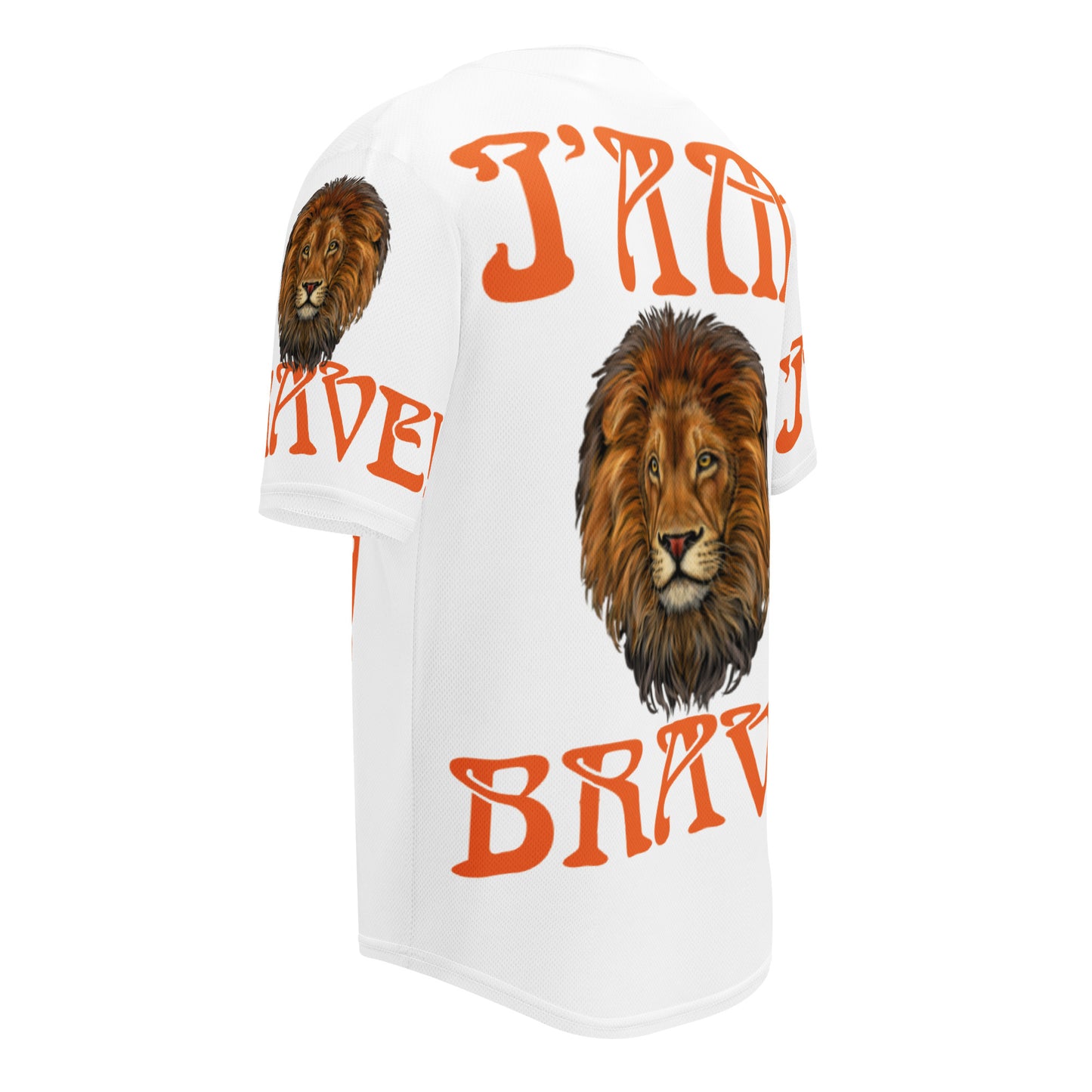 "I'AM BRAVE! White Unisex Baseball Jersey W/Orange Font