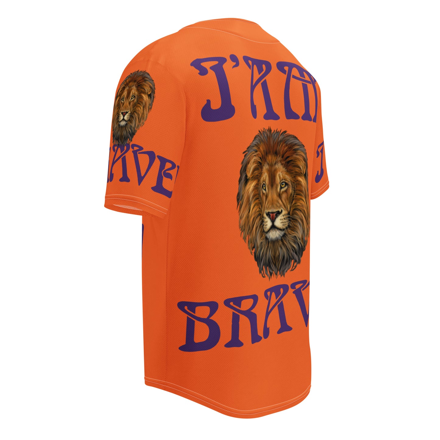 “I’AM BRAVE!” Orange Unisex Baseball Jersey W/Purple Font