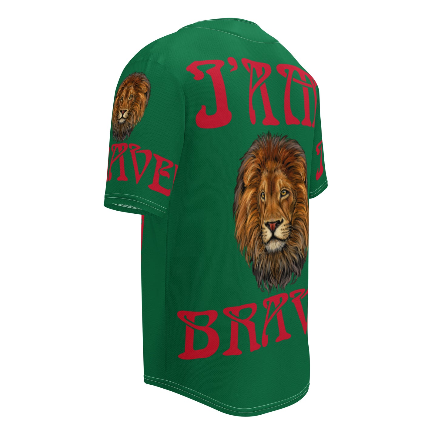 “I’AM BRAVE!” Green Unisex Baseball Jersey W/Red Font