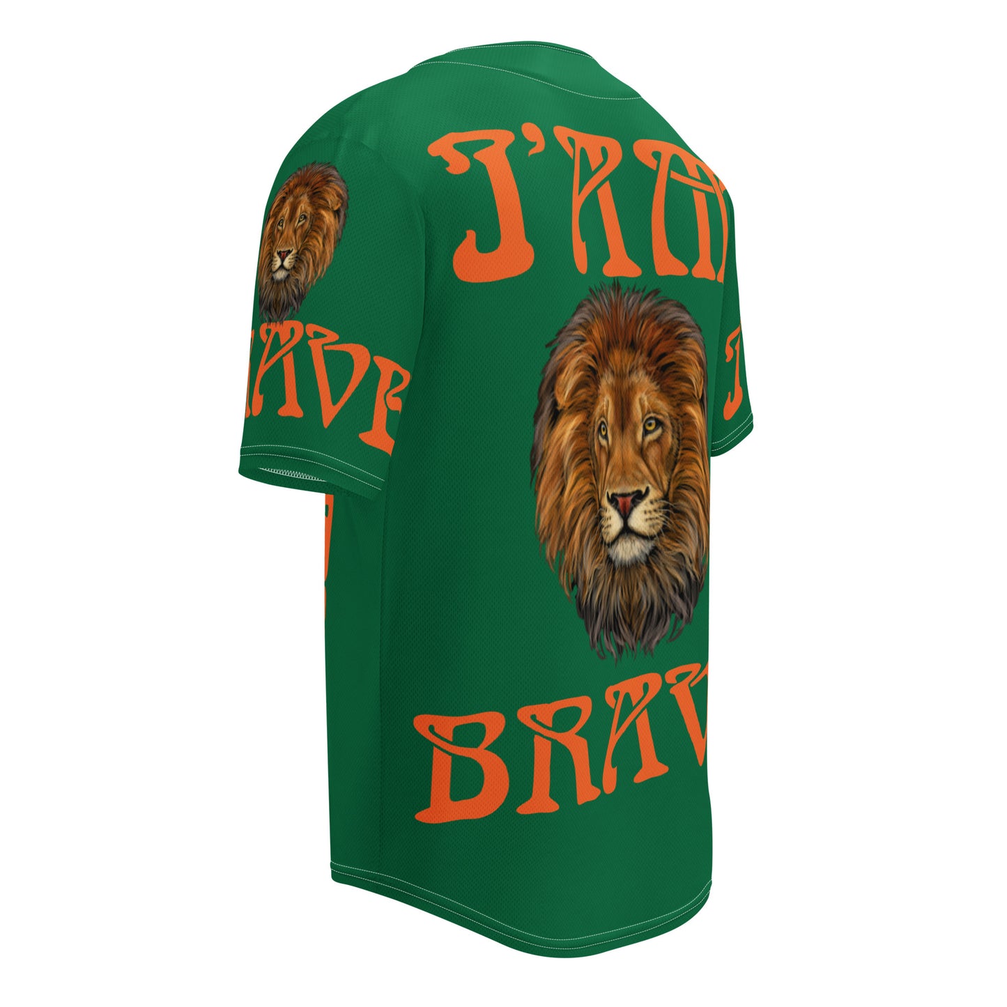 “I’AM BRAVE!” Green Unisex Baseball Jersey W/Orange Font