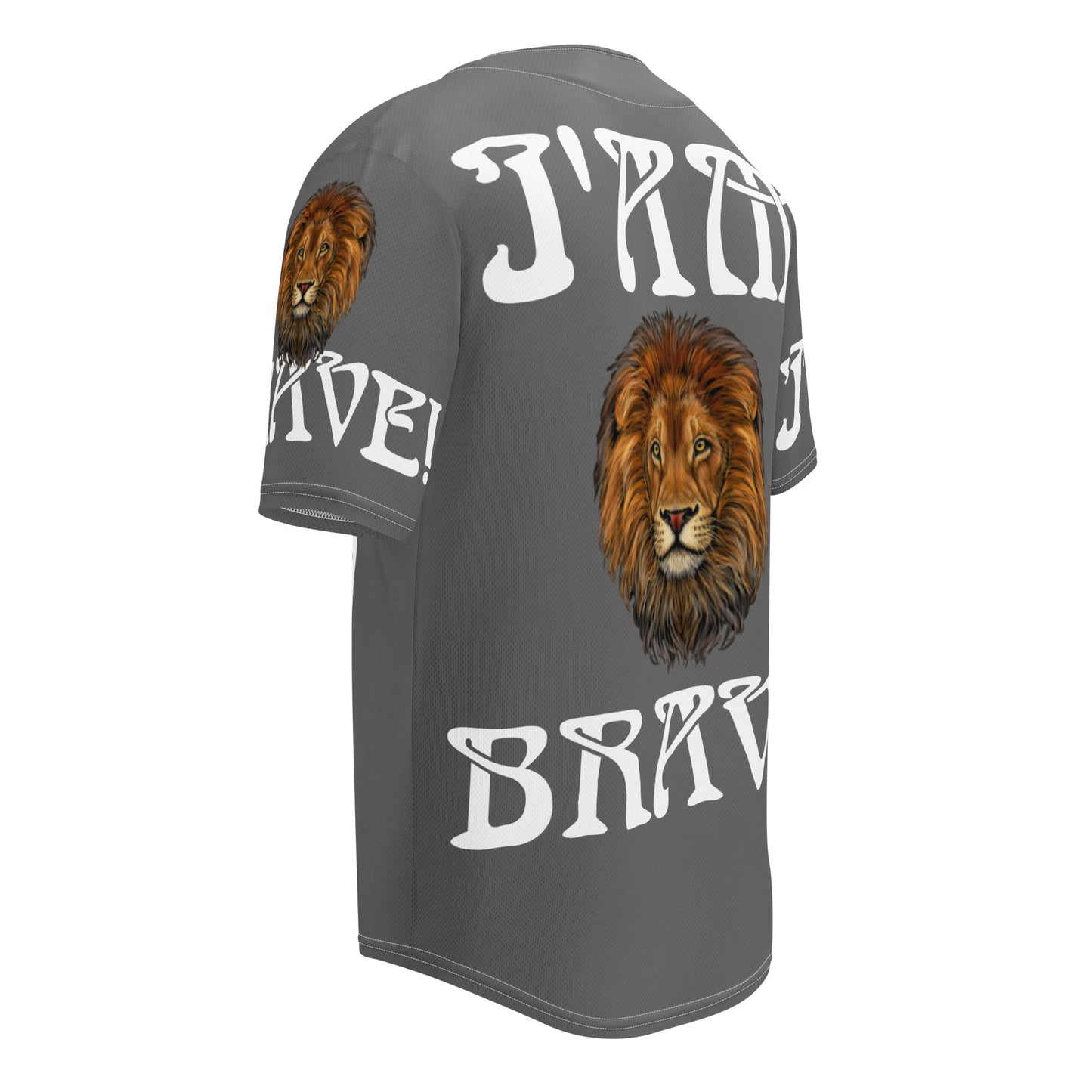 “I’AM BRAVE!” Grey Unisex Baseball Jersey W/White Font