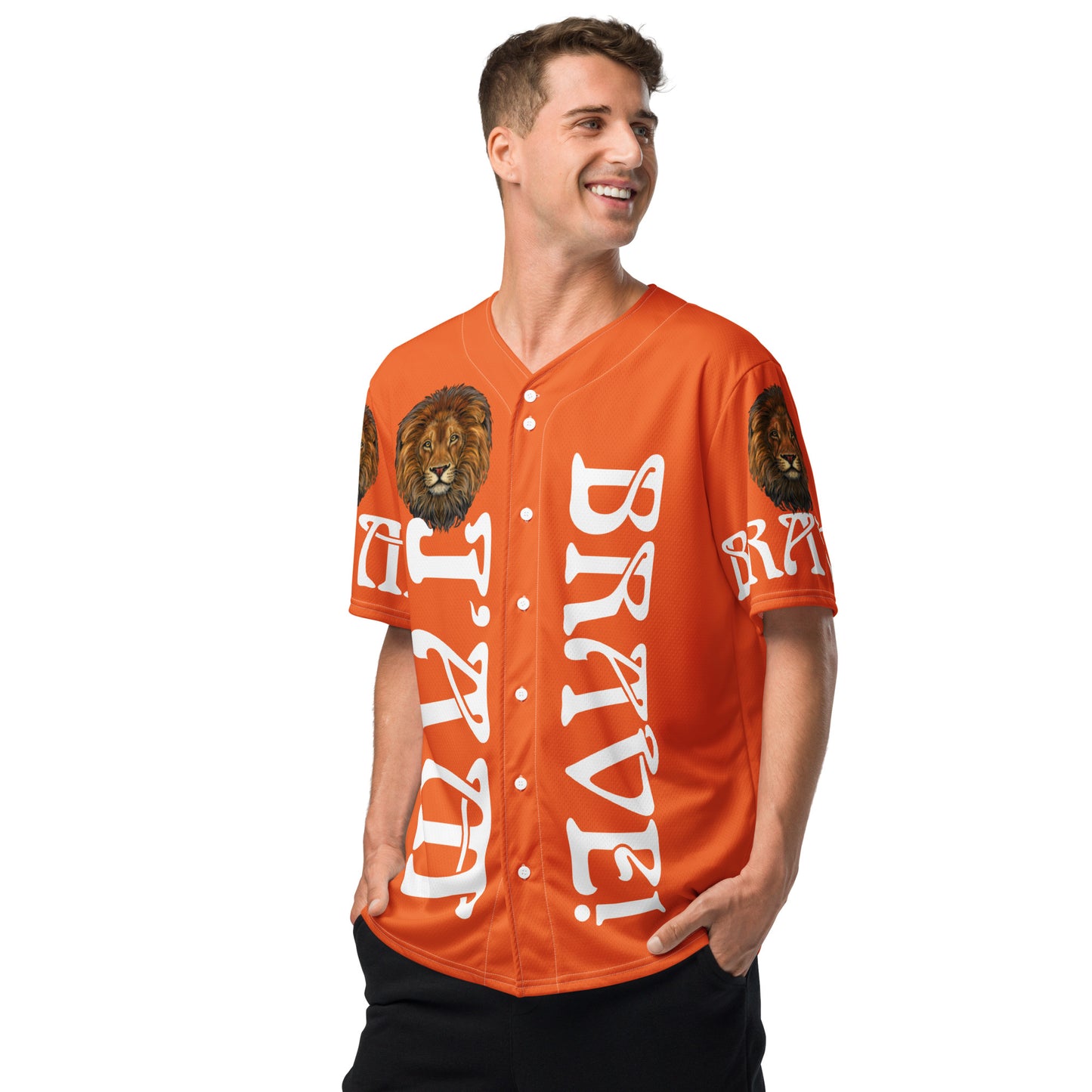 “I’AM BRAVE!” Orange Unisex Baseball Jersey W/White Font