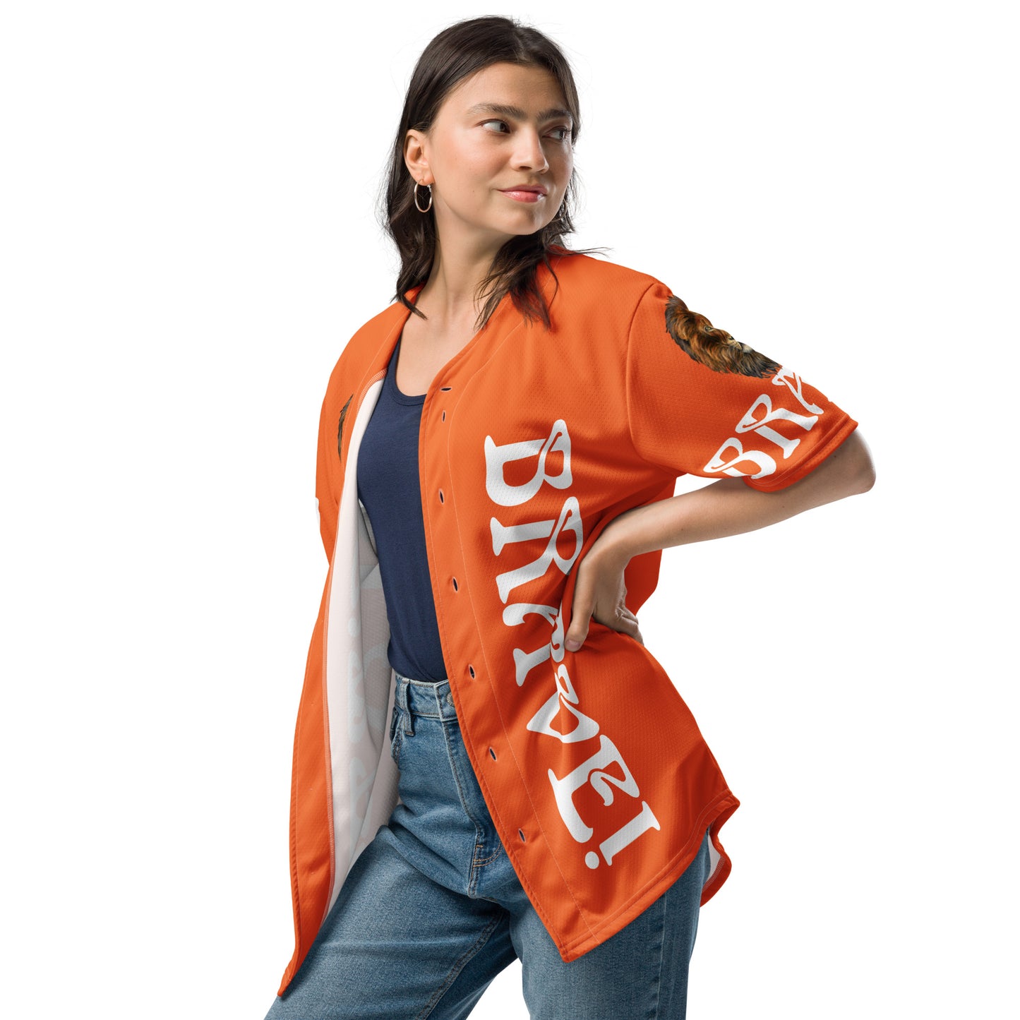 “I’AM BRAVE!” Orange Unisex Baseball Jersey W/White Font