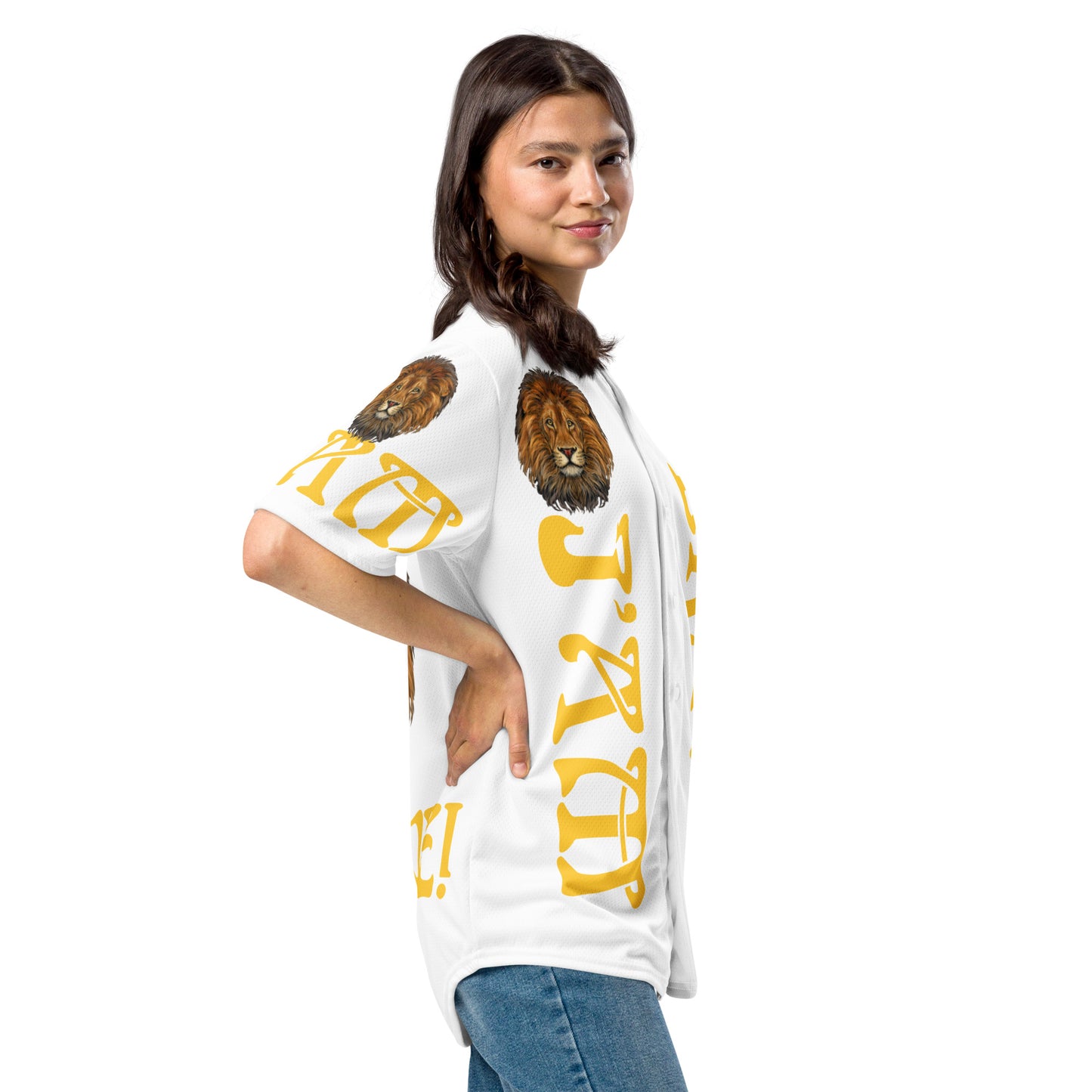 “I’AM BRAVE!” White Unisex Baseball Jersey W/Yellow Font