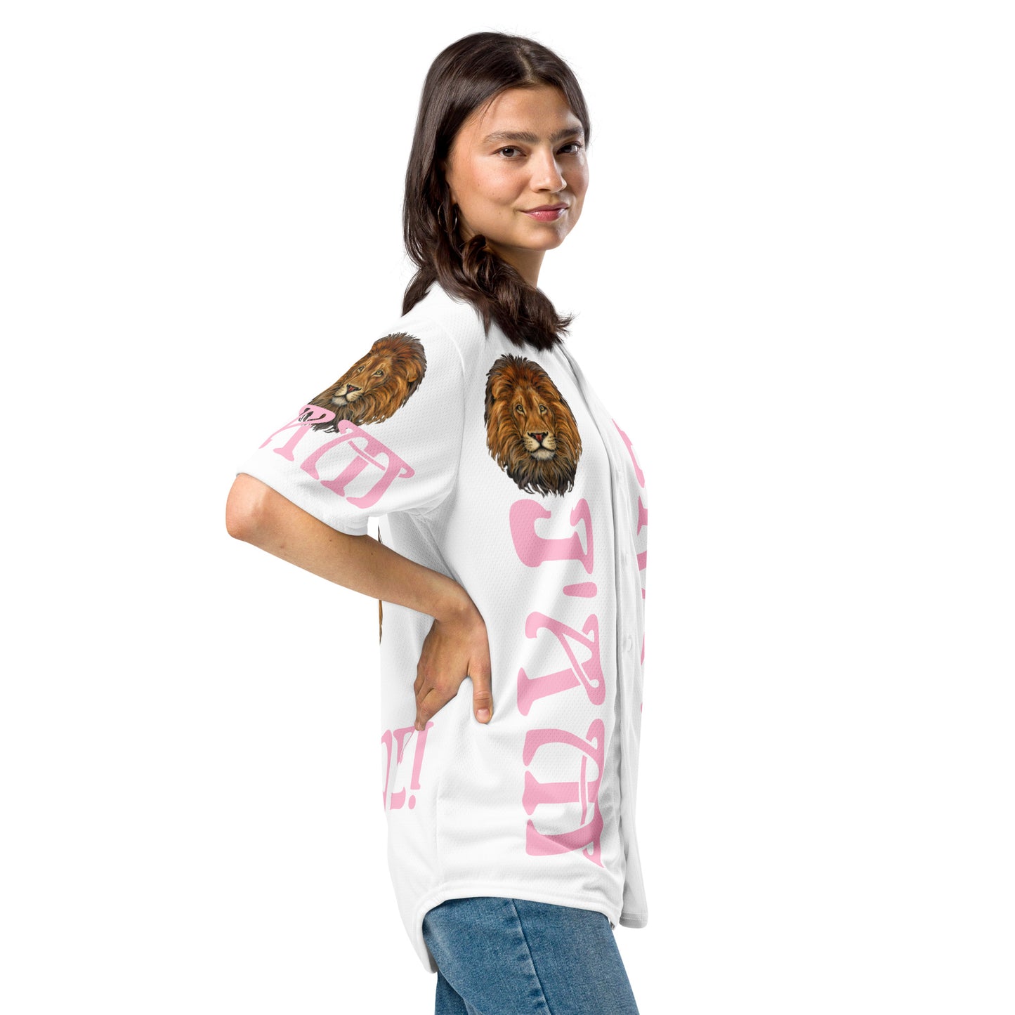 “I’AM BRAVE!” White Unisex Baseball Jersey W/Cotton Candy Font